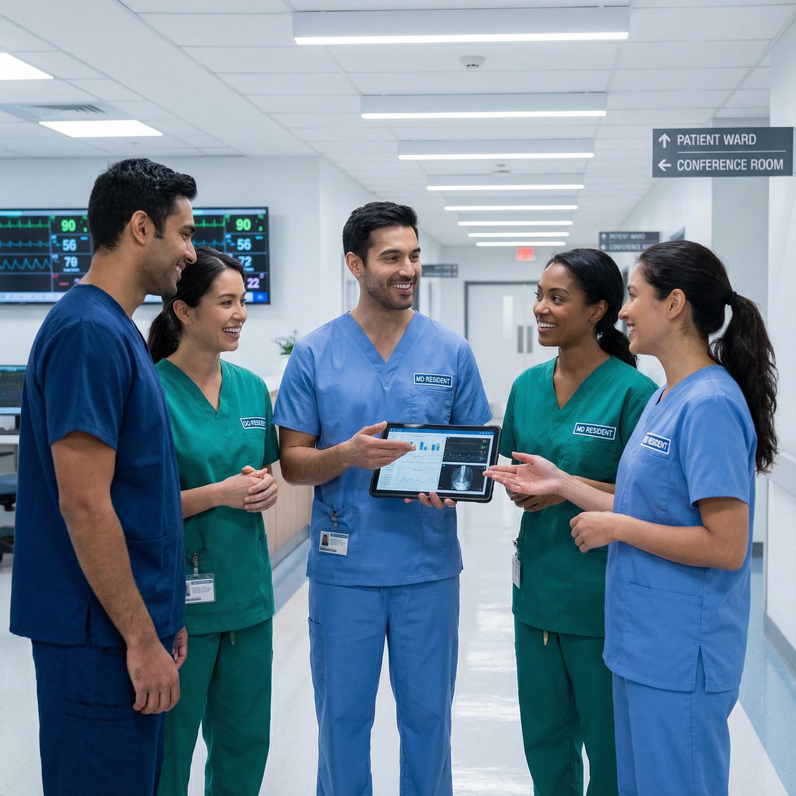 Residents in a hospital discussing training and career paths - Medical Education for Navigating Your Path: DO vs MD in Medica