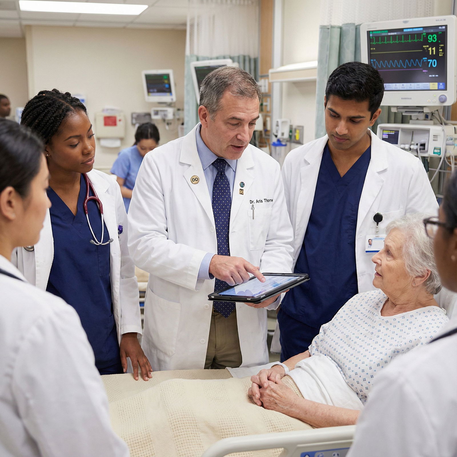 Osteopathic physician teaching medical students at bedside - Osteopathic Medicine for Osteopathic Medicine Myths: Are DOs Res