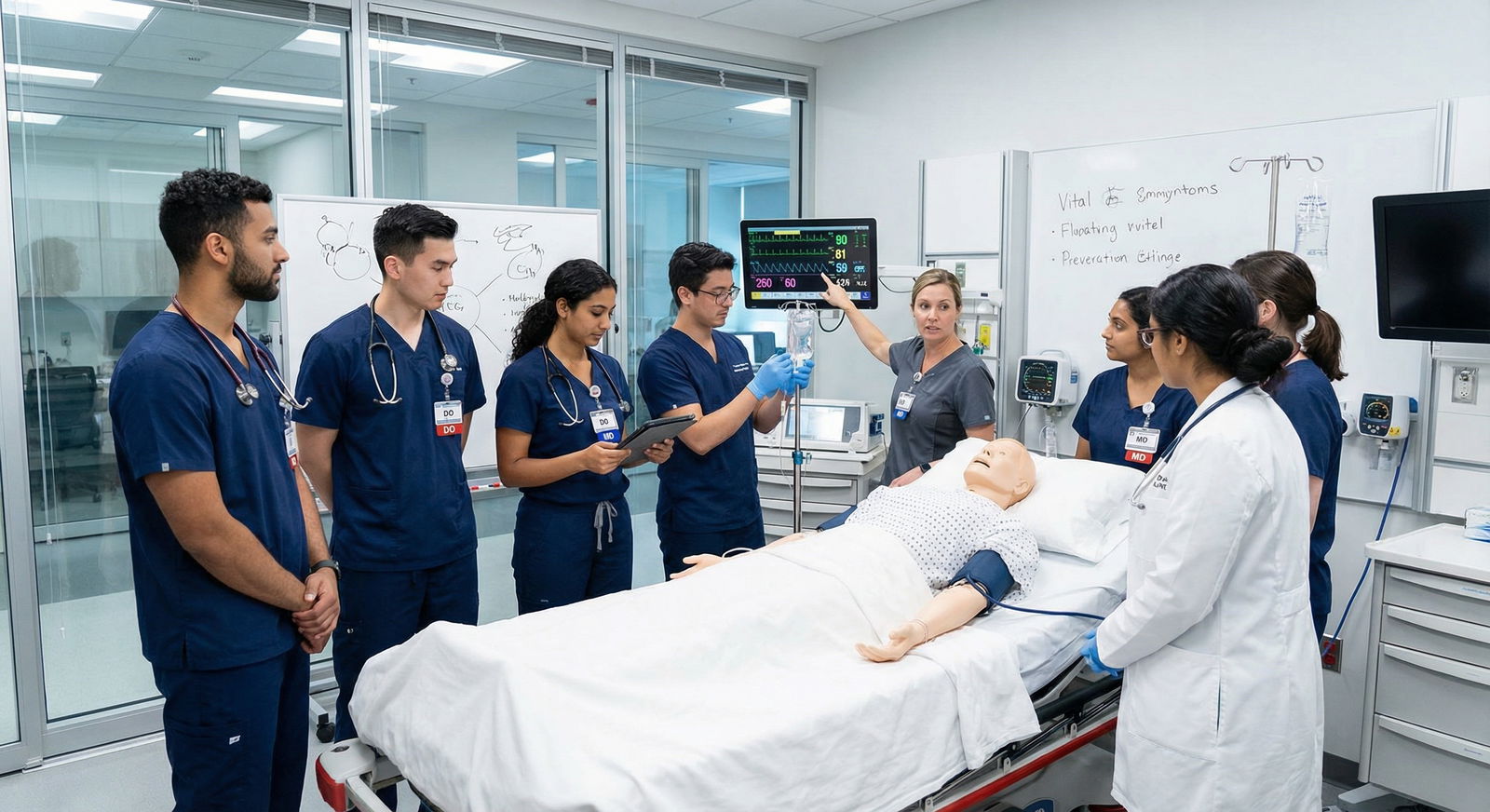 DO and MD students practicing clinical skills together in a simulation lab - Healthcare for Unlocking Healthcare's Future: Th
