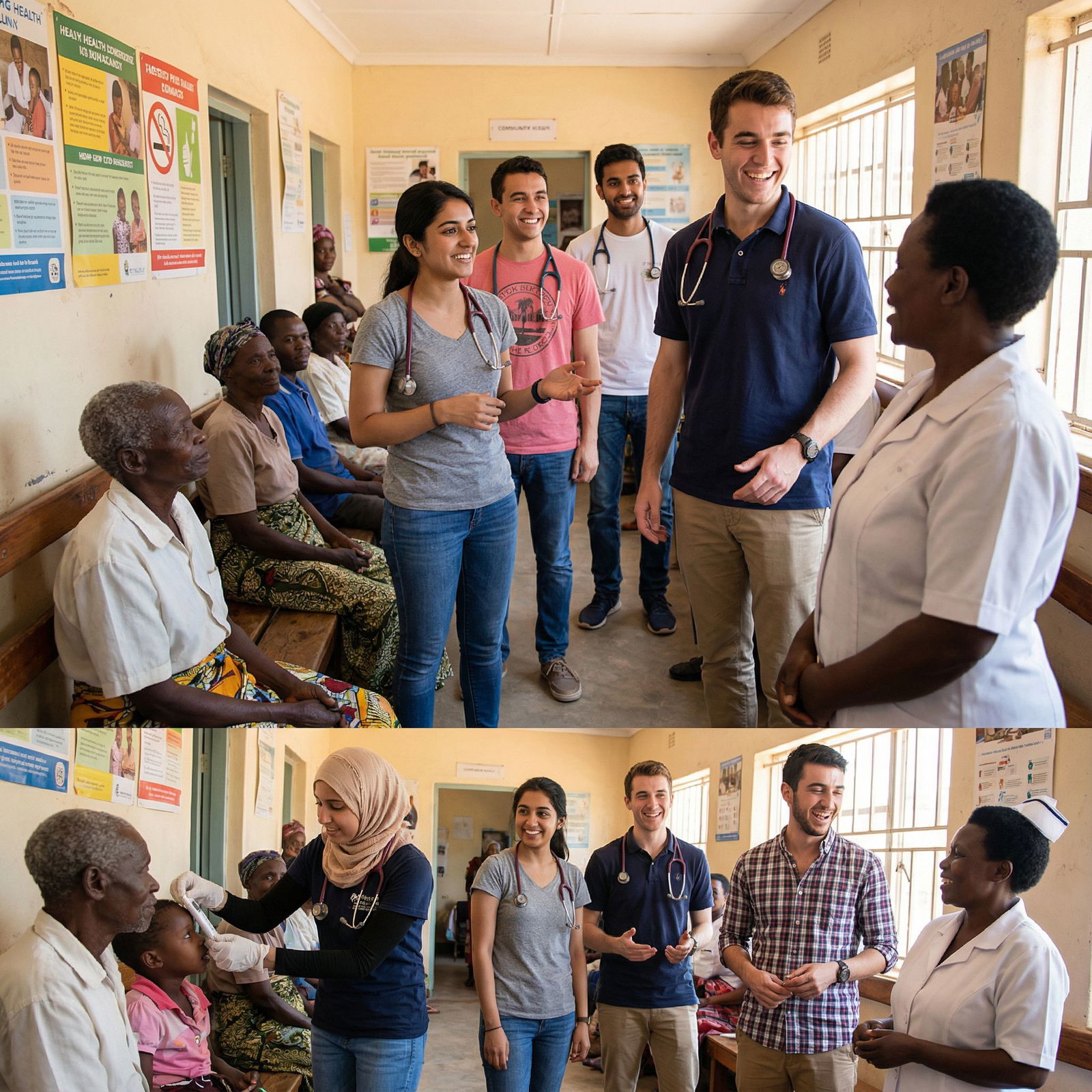 International medical students volunteering in a community clinic - International Medical Schools for Find the Right Internat