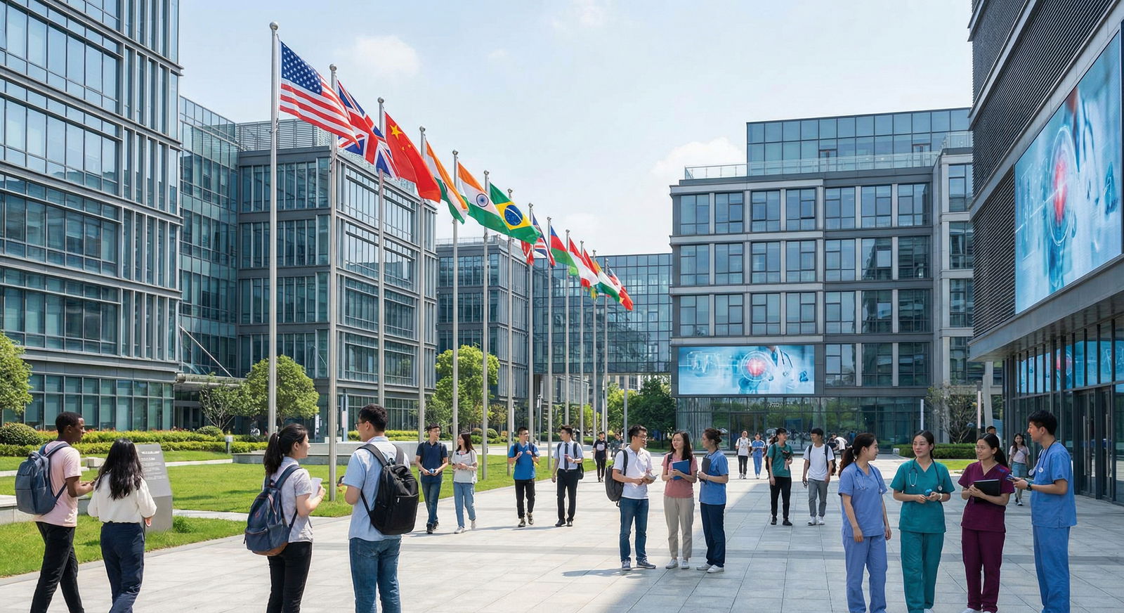 International medical school campus with diverse students - Medical Education for Essential Guide to Choosing an Internationa