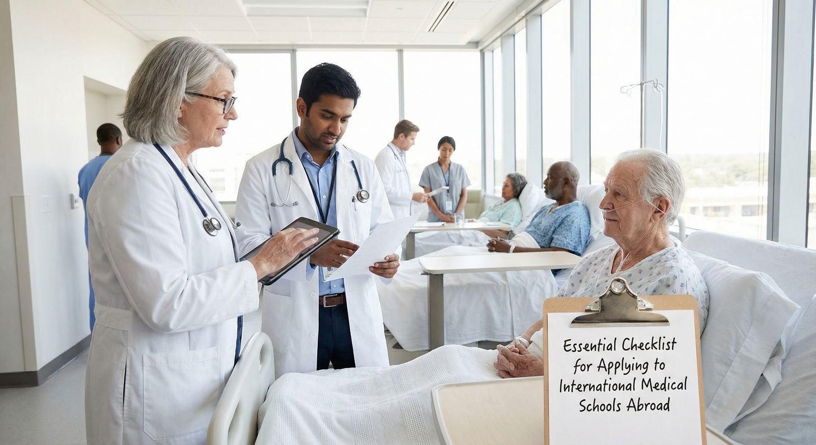 Medical student and attending physician on clinical rounds - International Medical School for Essential Checklist for Applyin