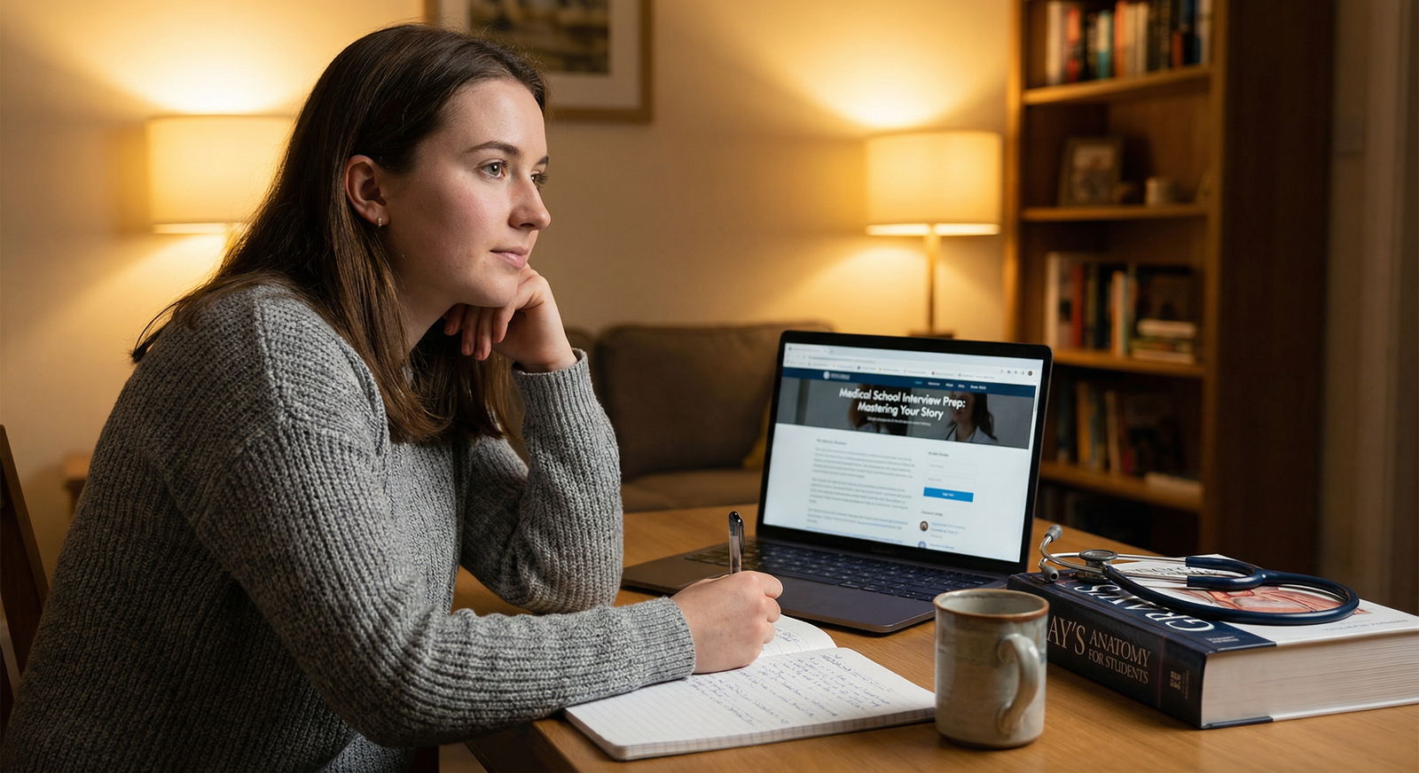Premed student reflecting and preparing for medical school interviews - Medical School Interviews for Mastering Medical Schoo