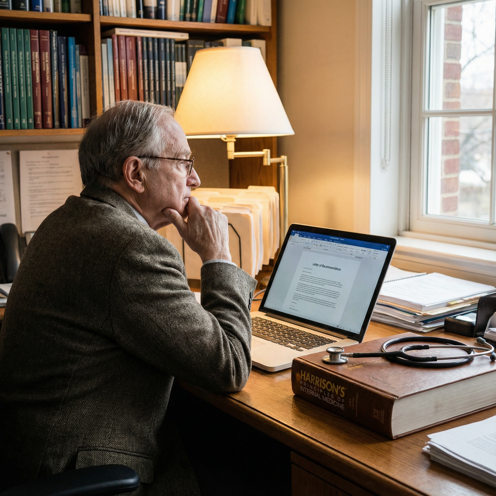 Mentor writing a medical school recommendation letter in an academic office Mentor writing a medical school recommendation letter in an academic office - Medical School for Essential Networking: Findin