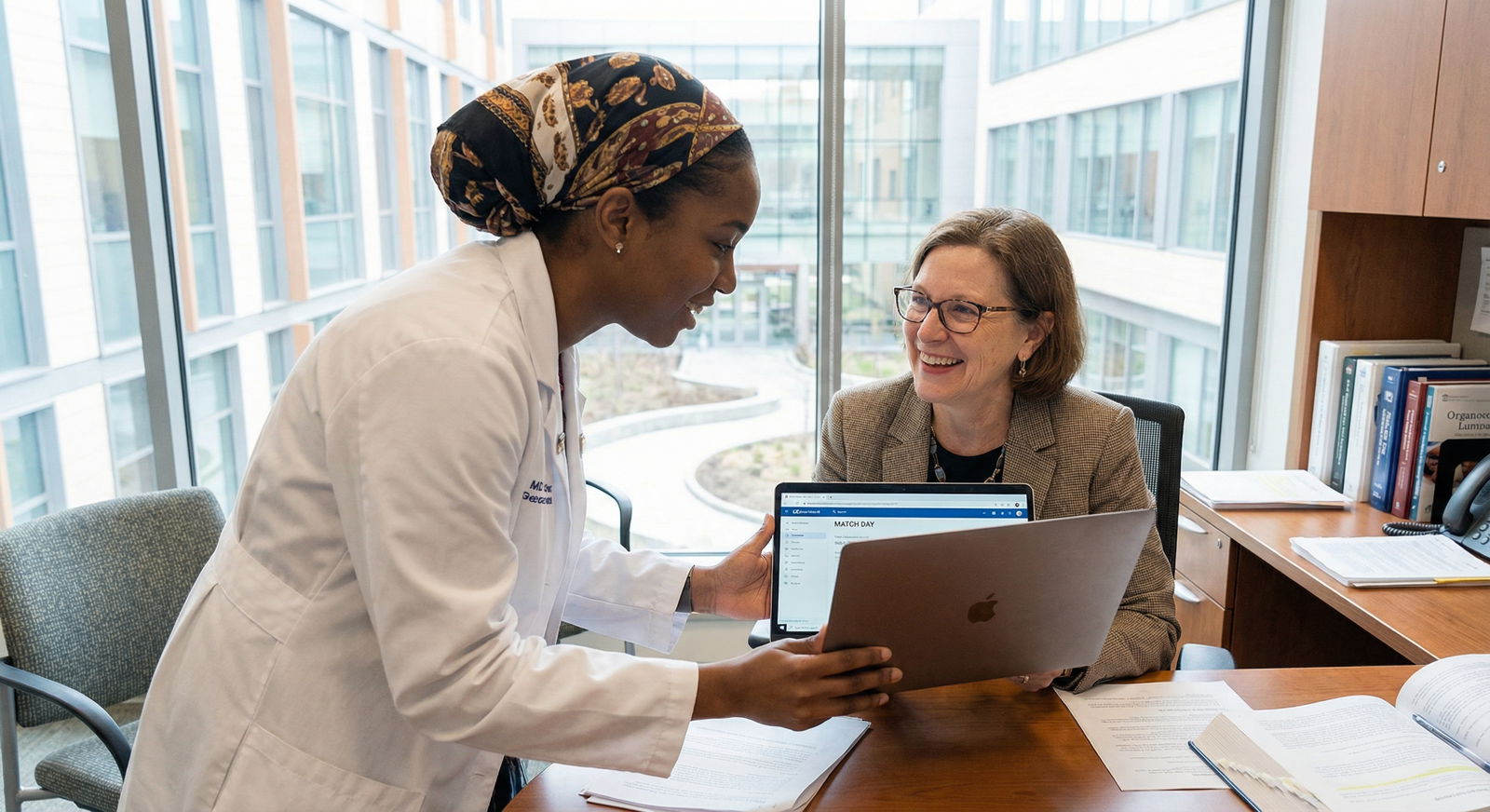 Medical student celebrating match with mentor Medical student celebrating match with mentor - Letters of Recommendation for Mastering Letters of Recommendation: Essential