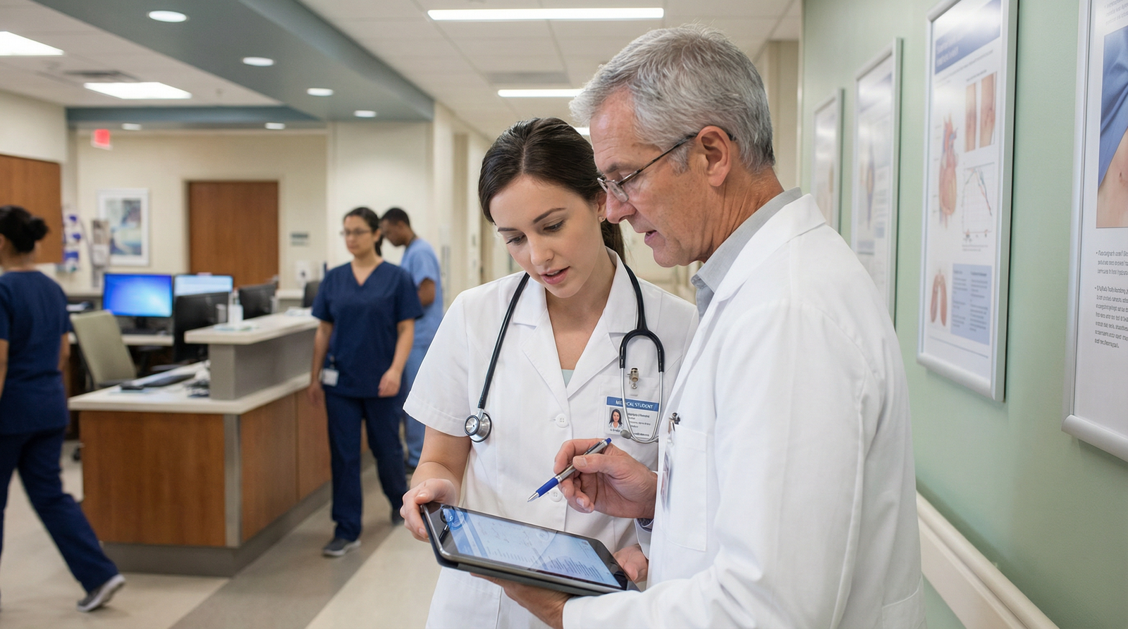 Medical student speaking with faculty mentor in hospital setting - Mentorship for Unlocking Great Mentorship: Strategies for