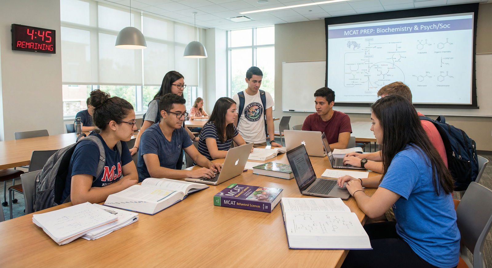 Students preparing for the MCAT exam in a modern study space - MCAT Preparation for MCAT Preparation Made Easy: Ultimate Guid
