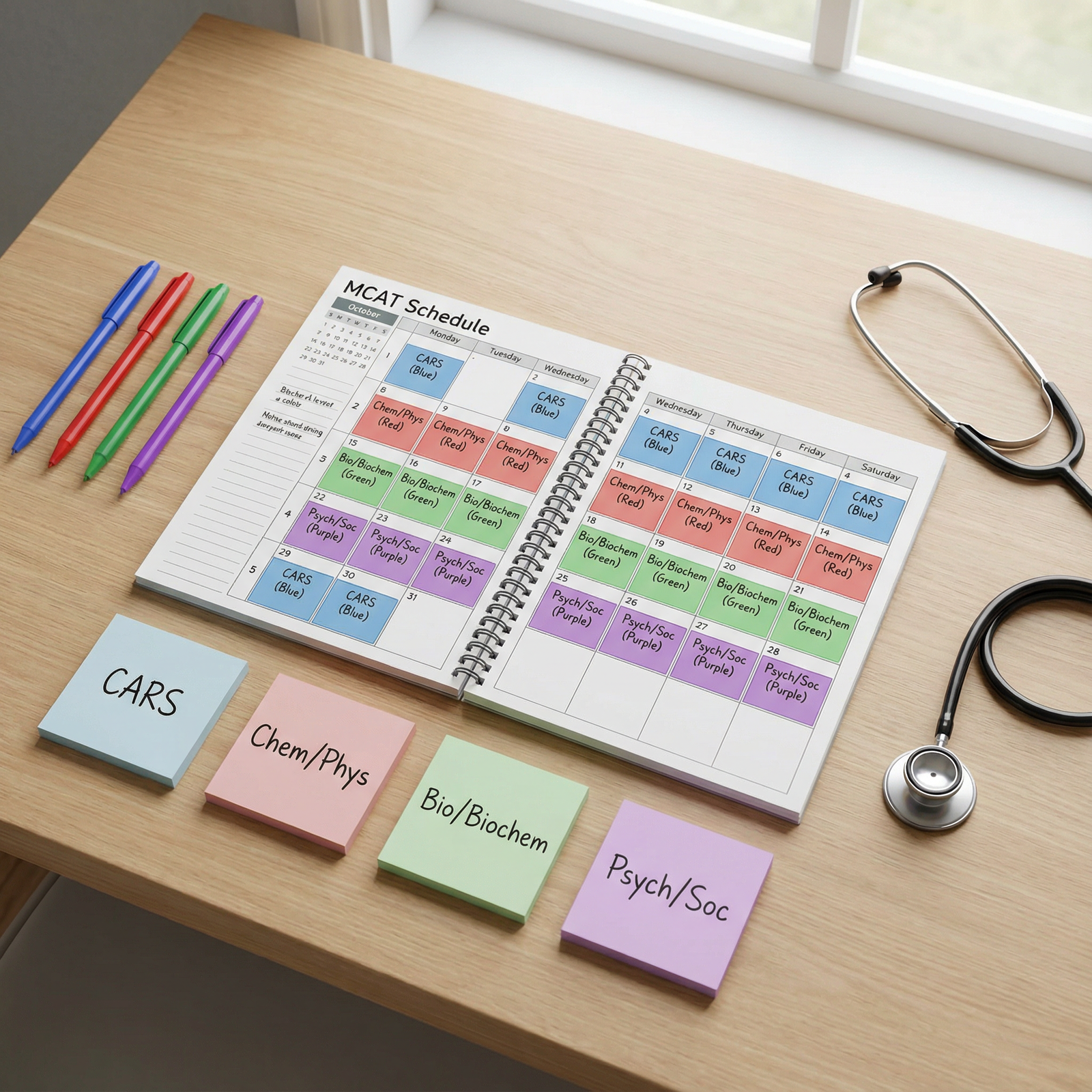Organized MCAT study plan on desk - MCAT Study Guide for Essential MCAT Study Schedule Tips for Future Medical Students