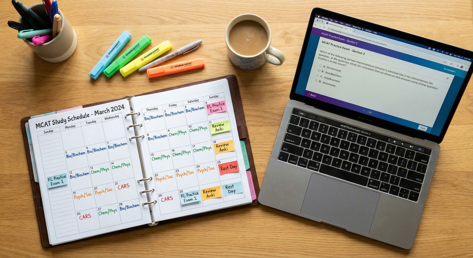 MCAT study plan and calendar on a desk - MCAT Preparation for Top MCAT Preparation Mistakes and How to Avoid Them: A Guide fo