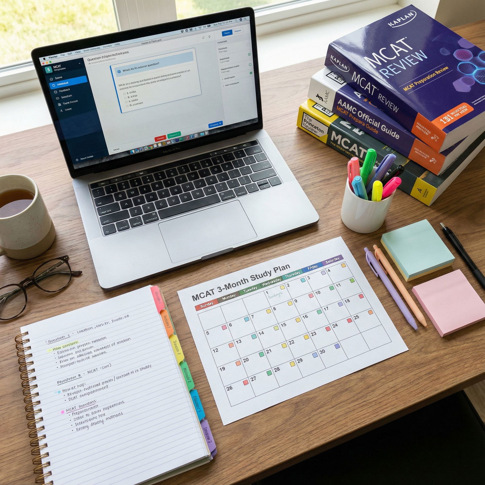 Organized MCAT content review with notes and spaced repetition - MCAT Study Plan for Master the MCAT: Your Essential 3-Month