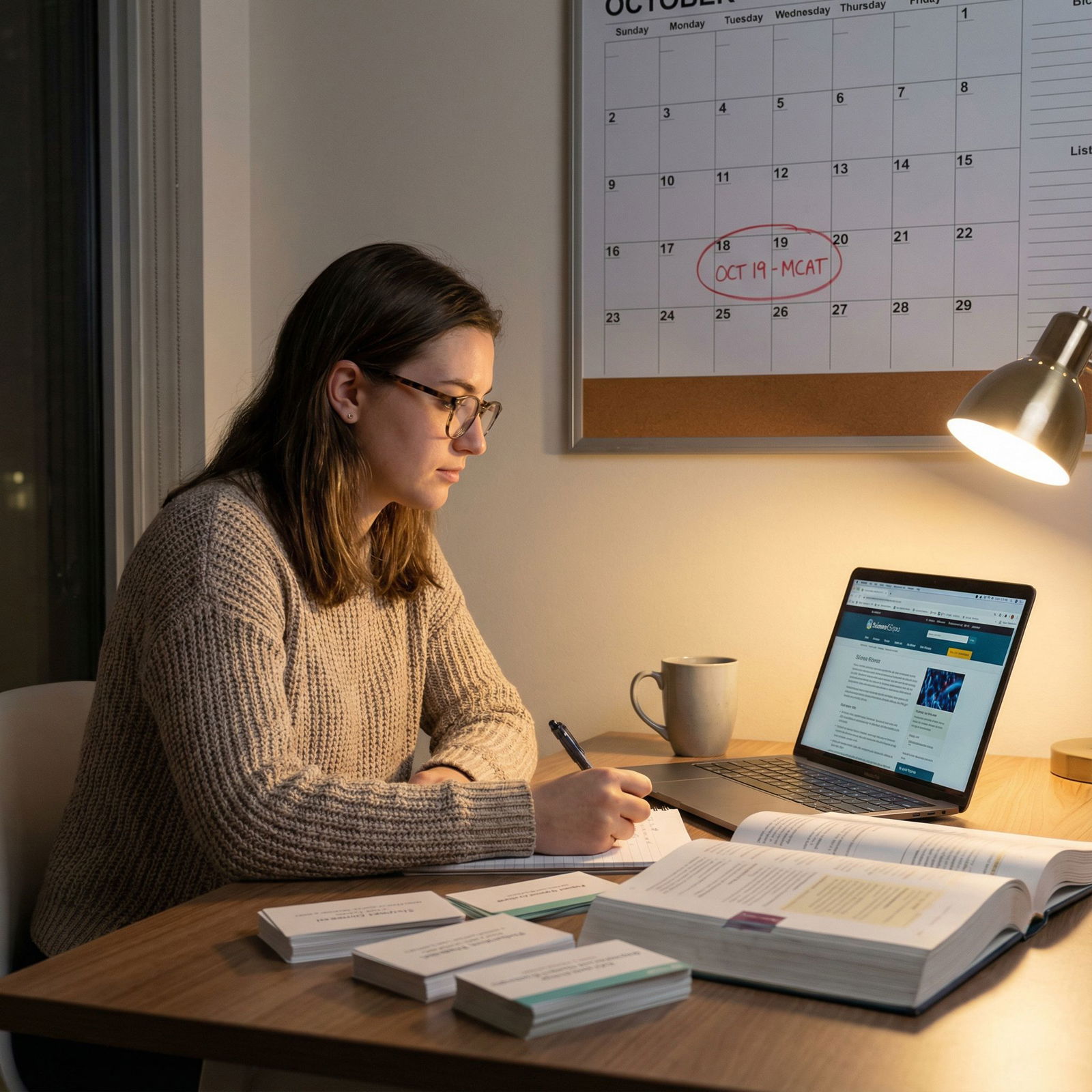 Student studying for the MCAT exam with organized materials - TMDSAS for Master Your TMDSAS Application: Key Tips for Texas M