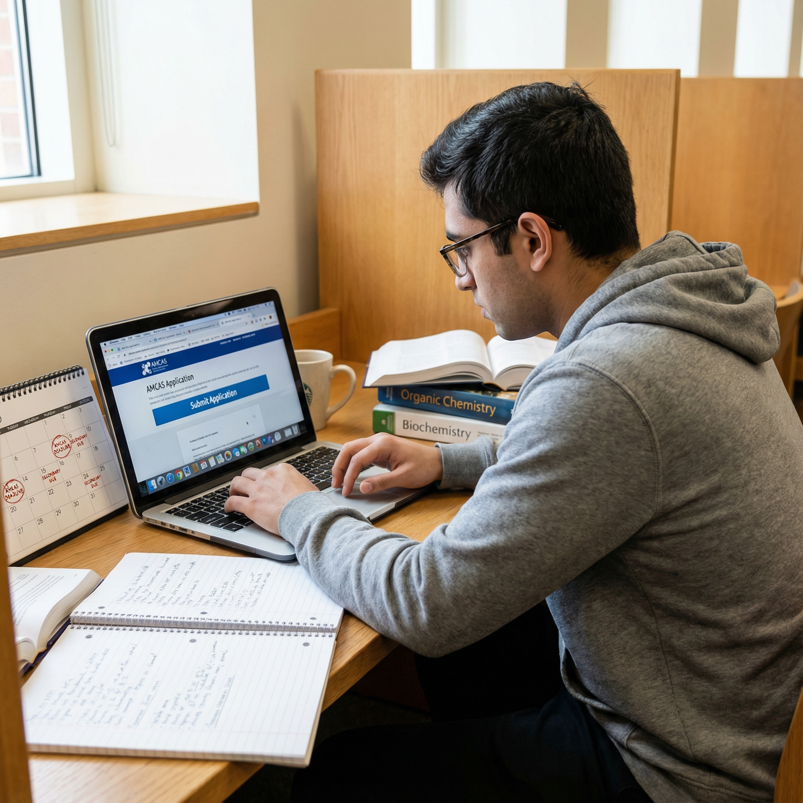 Medical school applicant reviewing AMCAS application before submission - AMCAS for Mastering the AMCAS Application: Essential