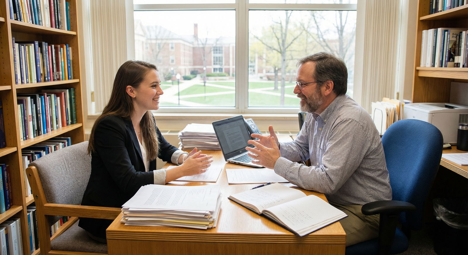 Student building rapport with professor during office hours - Medical School for Mastering Medical School Letters of Recommen