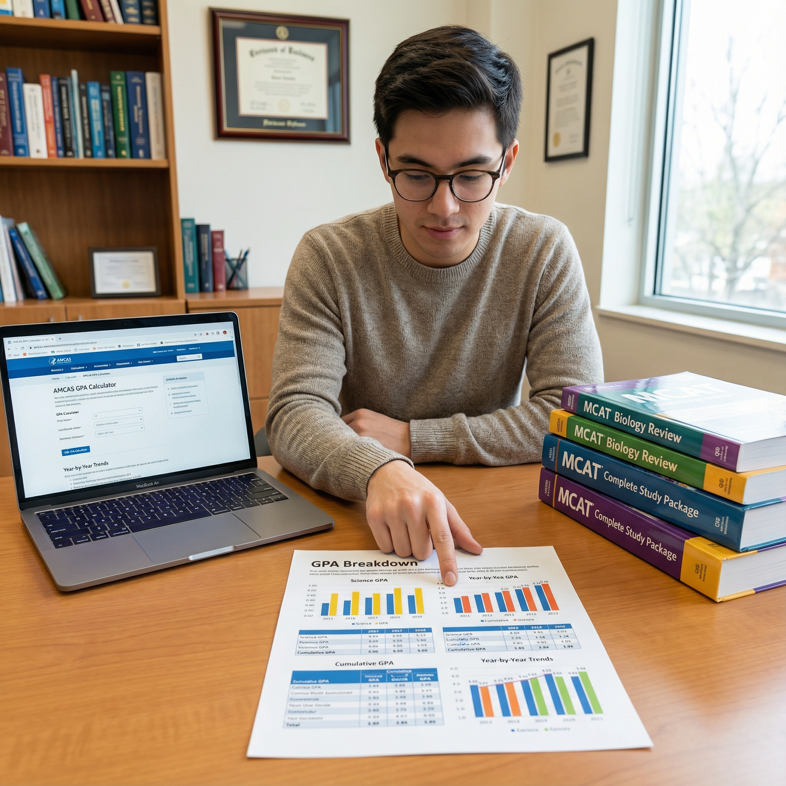 Visual breakdown of AMCAS GPA components and categories - AMCAS GPA Calculation for Mastering AMCAS GPA Calculation: Essentia