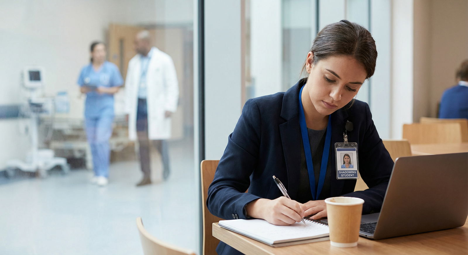 Medical student writing reflective notes after shadowing in clinic - Medical Shadowing for Mastering Medical Shadowing: Essen