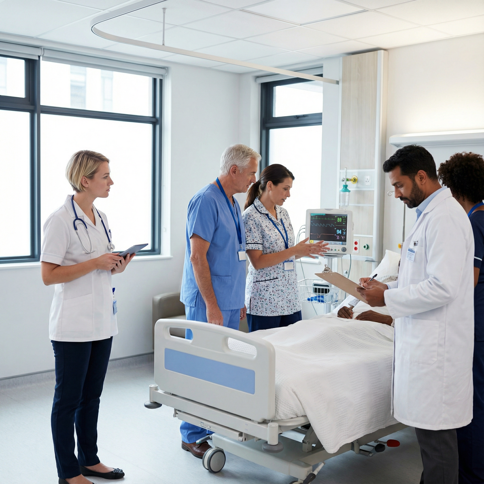 Medical student observing a multidisciplinary healthcare team round in the hospital - Healthcare for Essential Insights for M