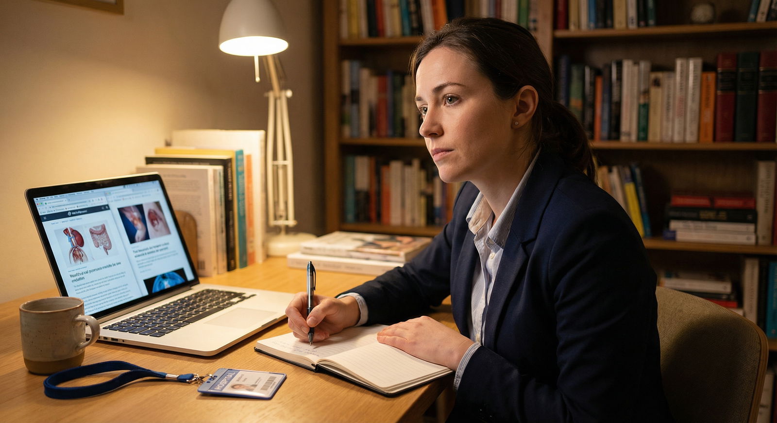 Premed student writing reflections after a hospital shadowing day - Healthcare for Essential Insights for Medical Students: M