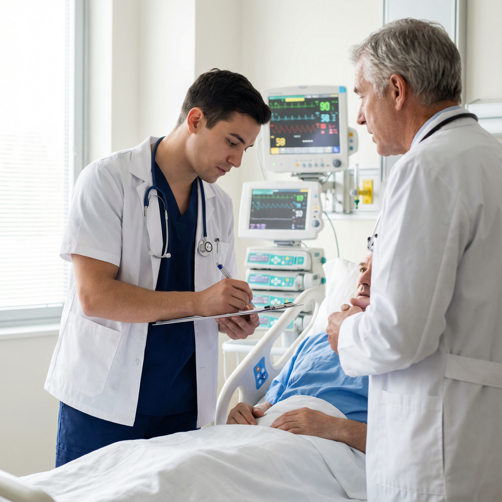 Medical student taking notes during a shadowing session in a hospital ward - Medical Shadowing for Unlocking Clinical Success
