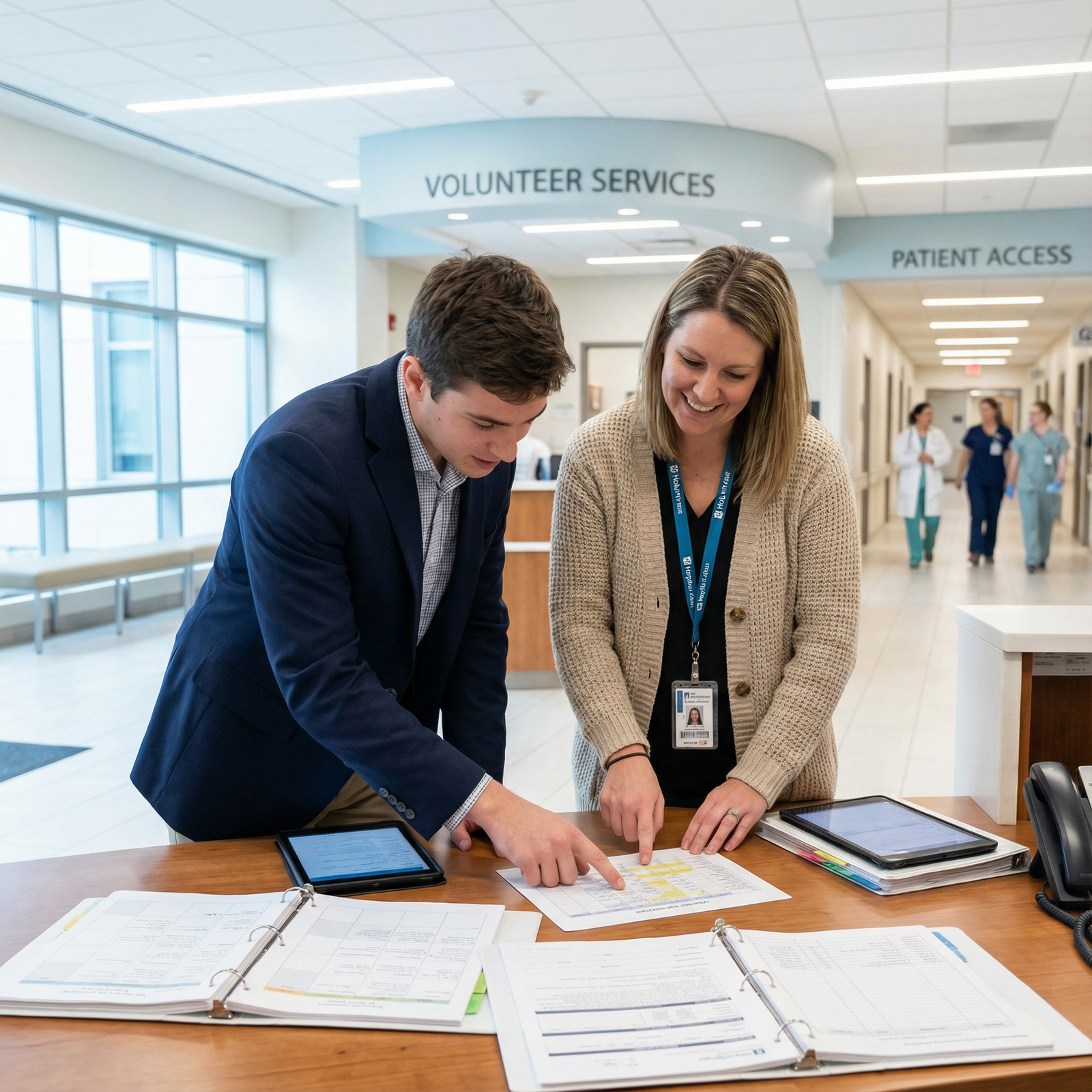 Pre-med student meeting with hospital coordinator - Medical Shadowing for Explore Medical Shadowing Opportunities: A Pre-Med
