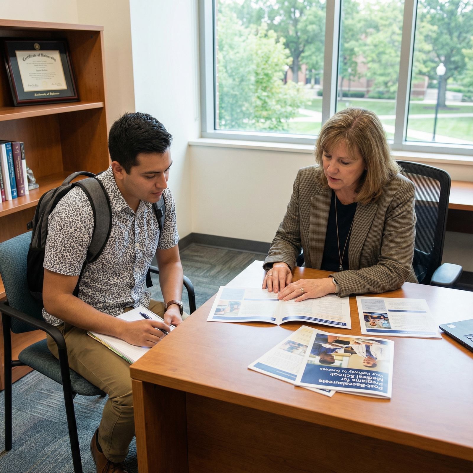 Premed student meeting with advisor to choose a post-bacc program Premed student meeting with advisor to choose a post-bacc program - Post-Baccalaureate Programs for Post-Baccalaureate Progra