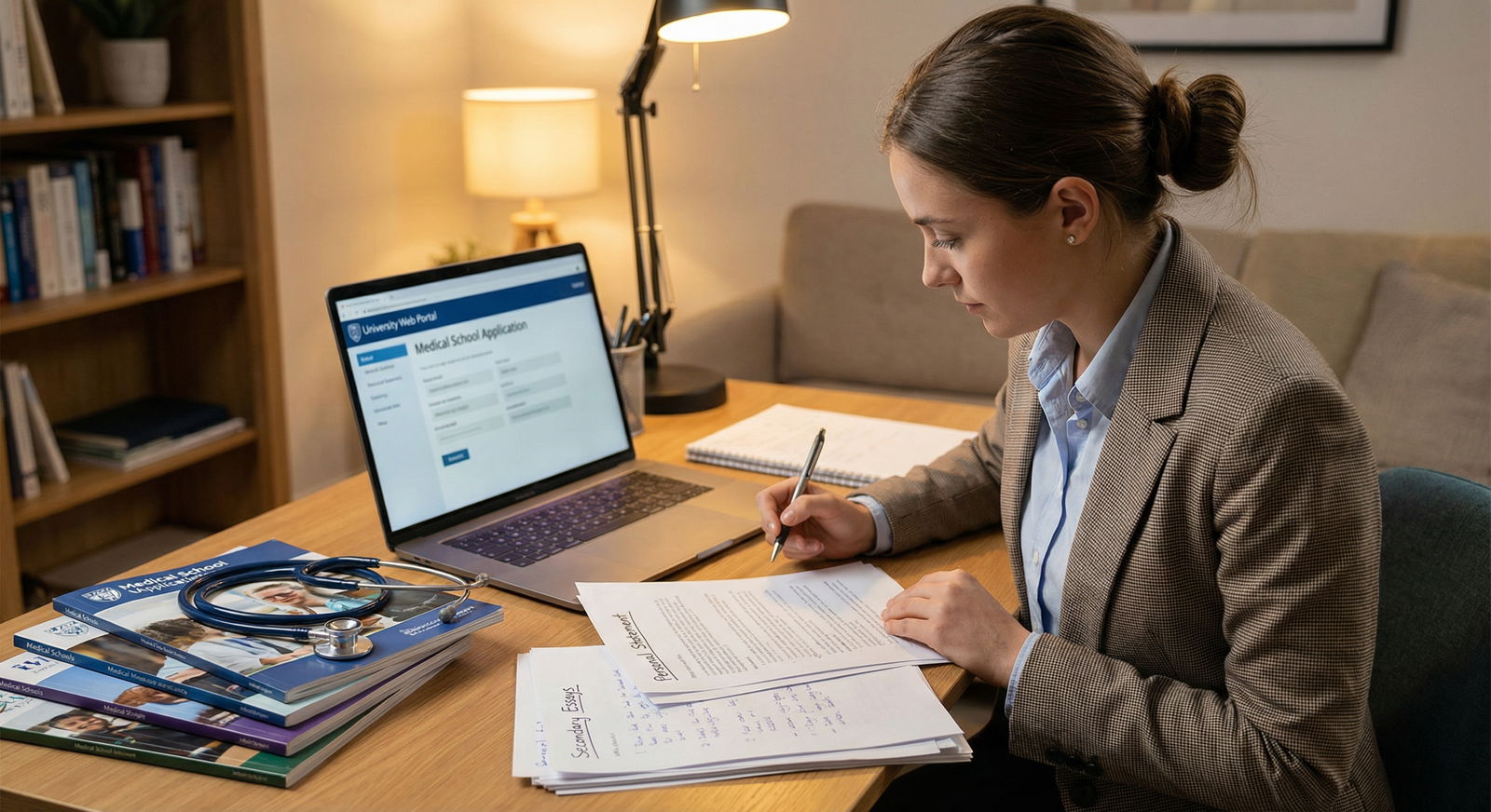 Interview-ready premed student preparing application materials - Medical School Preparation for Master Your Medical School Jo
