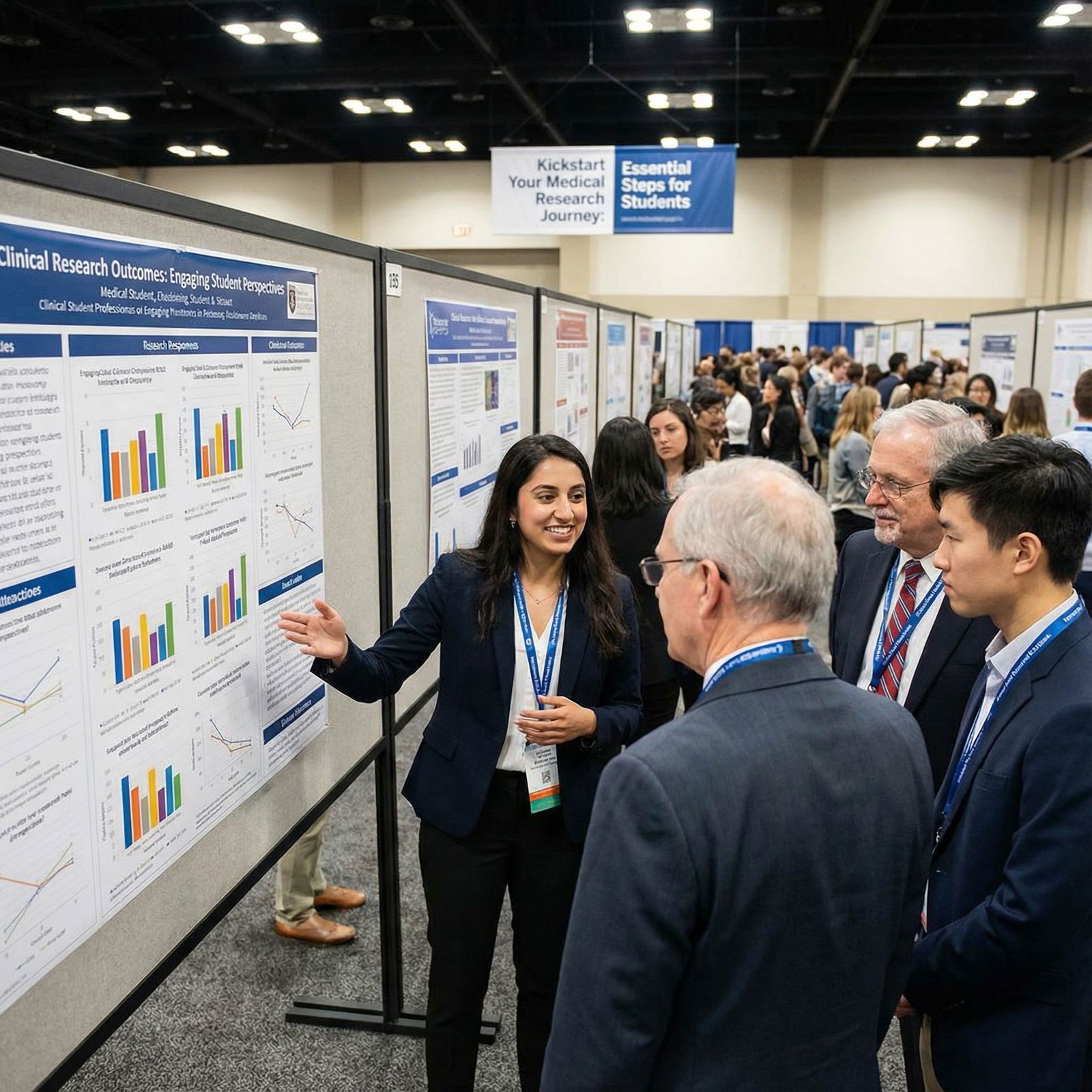 Poster presentation of student medical research at a conference - Medical Research for Kickstart Your Medical Research Journe