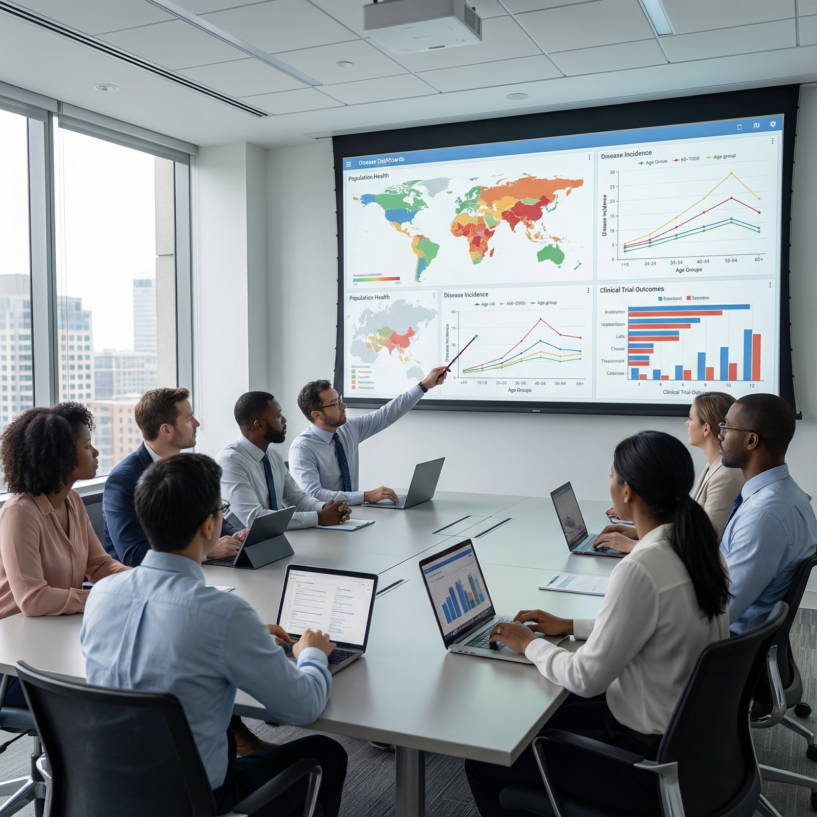 Public health researchers analyzing population health and clinical data - Modern Medicine for Unlocking Modern Medicine: The