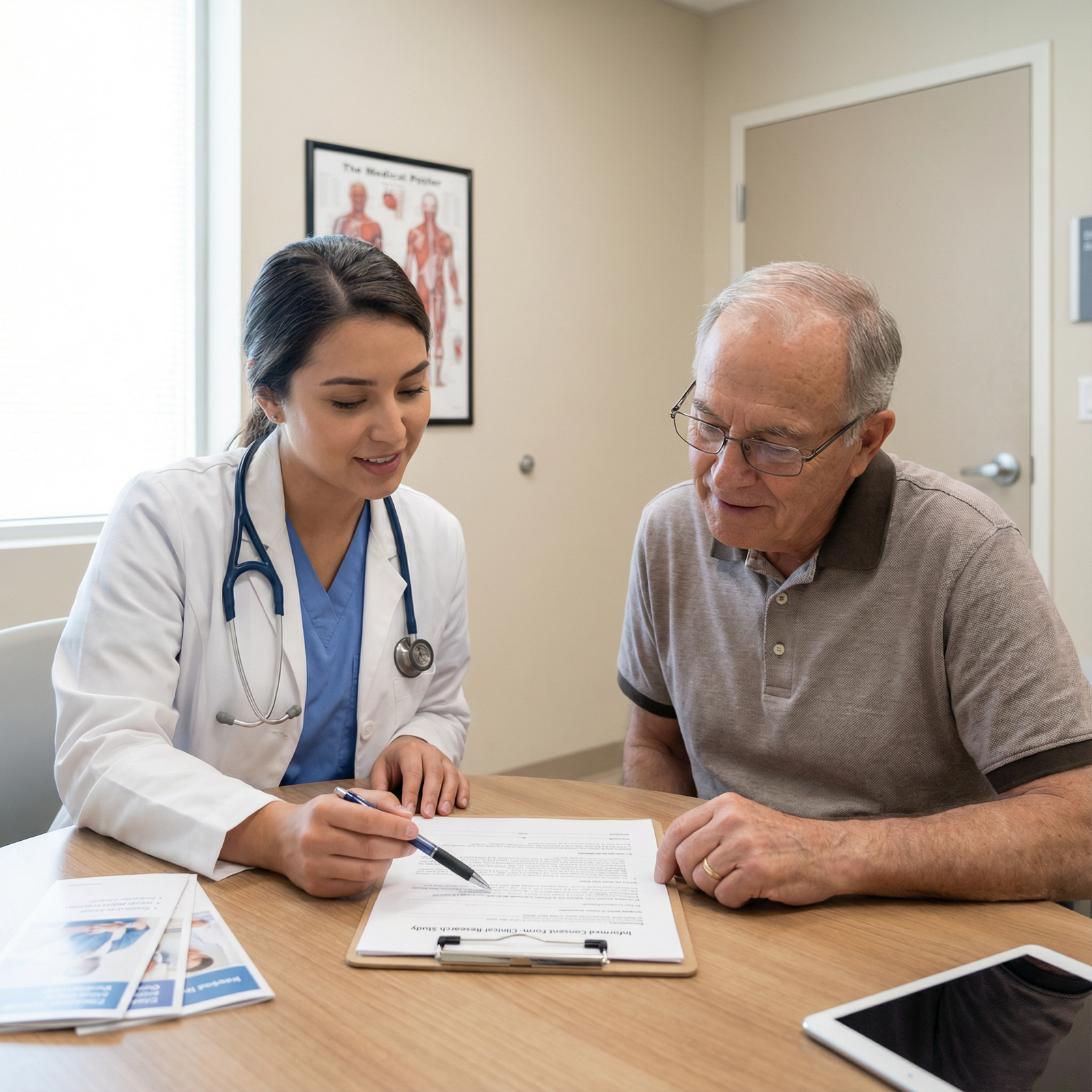 Medical student reviewing informed consent with a research participant Medical student reviewing informed consent with a research participant - Research Ethics for Essential Guide to Research Ethi
