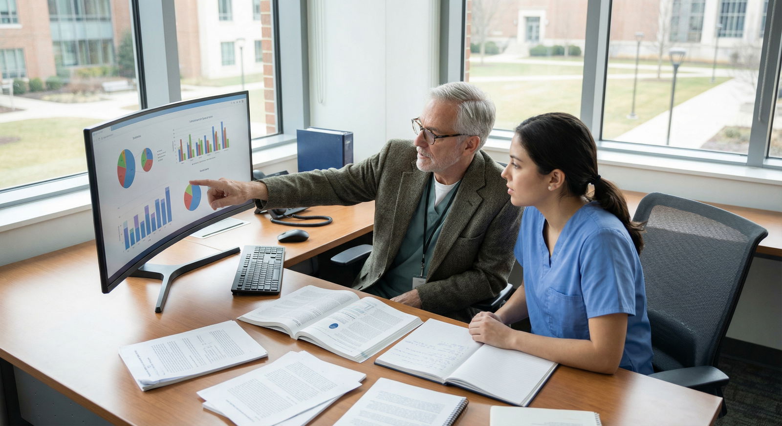 Mentor guiding medical student through research data analysis - Medical Research for Unlocking Medical Research: A Comprehens