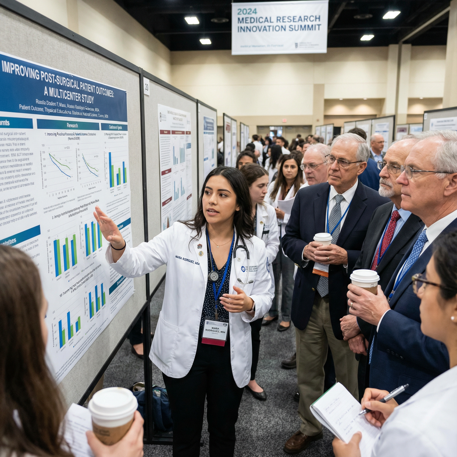 Medical student presenting research poster at academic conference - Healthcare Research for Unlocking Healthcare Innovations: