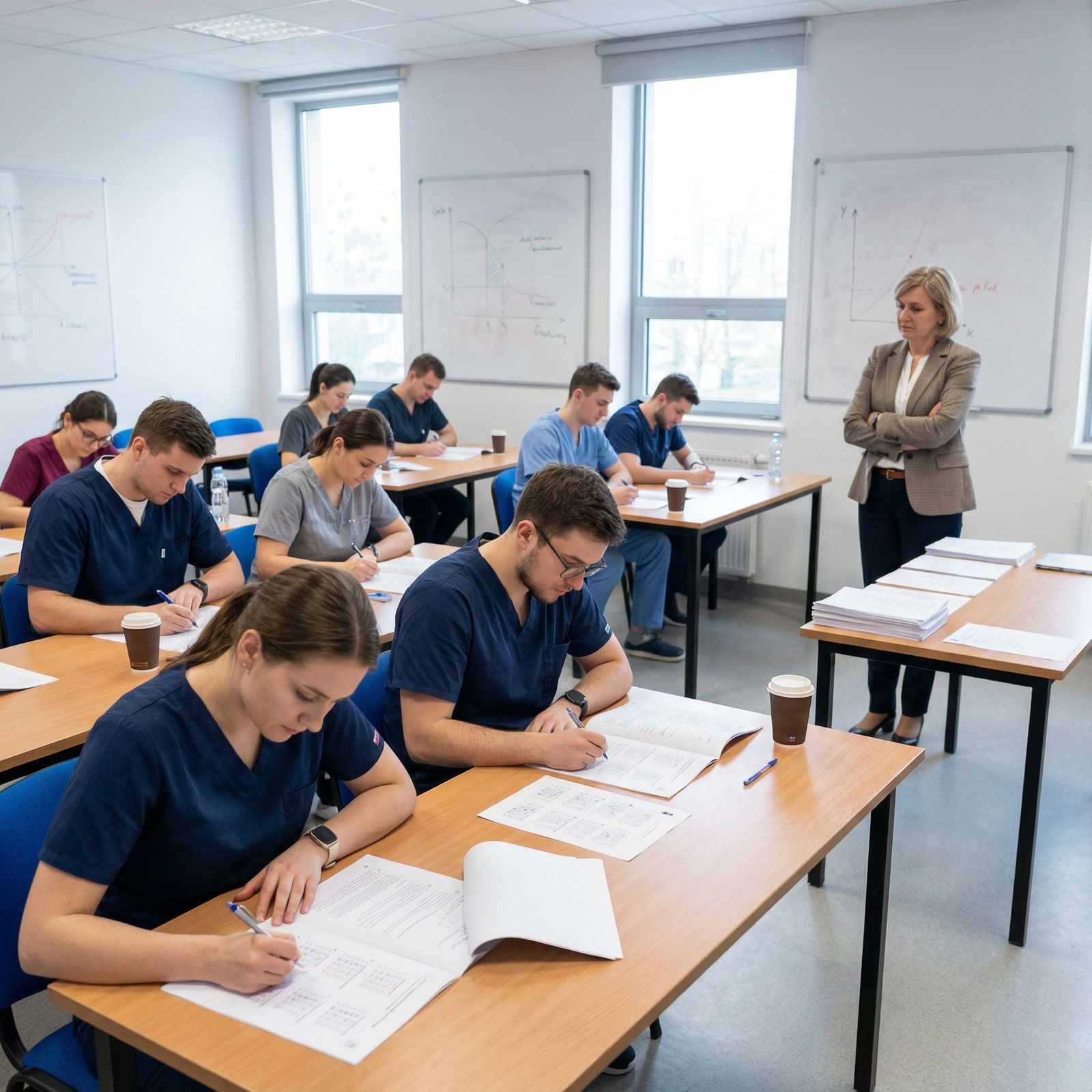 Medical residents taking a paper-based board examination Medical residents taking a paper-based board examination - Board Exams for Mastering Board Exams: Essential Strategies for Ex