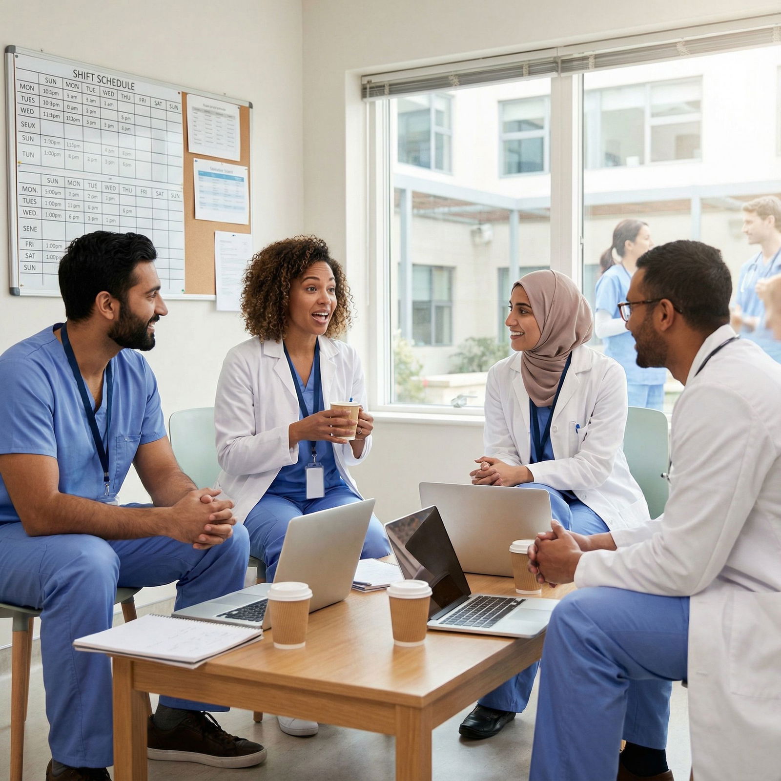 Medical residents supporting each other through exam stress Medical residents supporting each other through exam stress - Anxiety Management for Mastering Anxiety Management: Essential