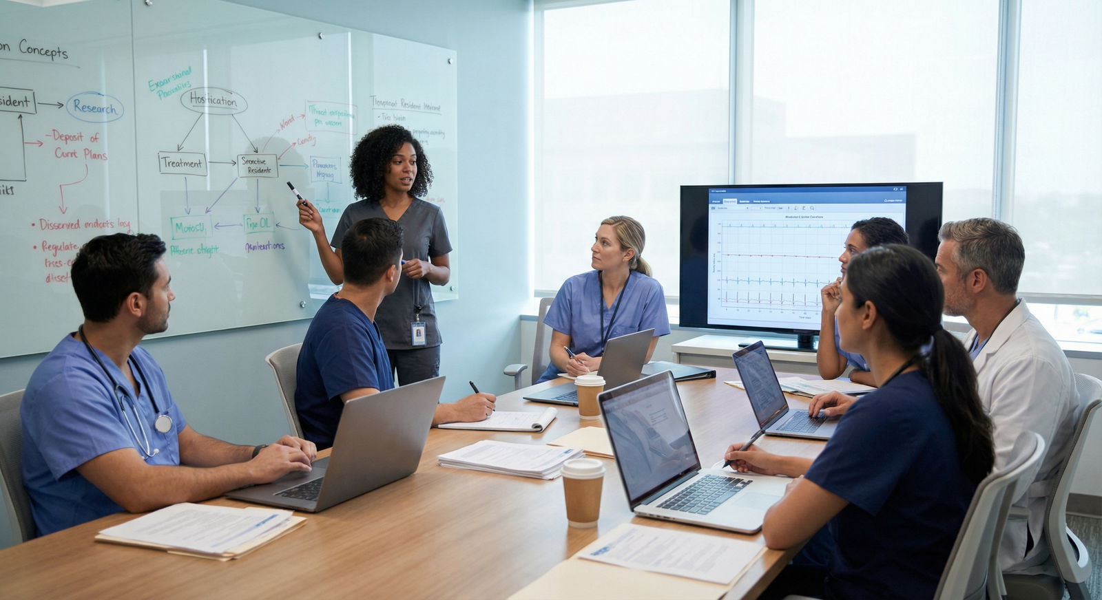 Resident using active learning techniques with peers on the wards Resident using active learning techniques with peers on the wards - Residency Board Exams for Mastering Residency Board Exams