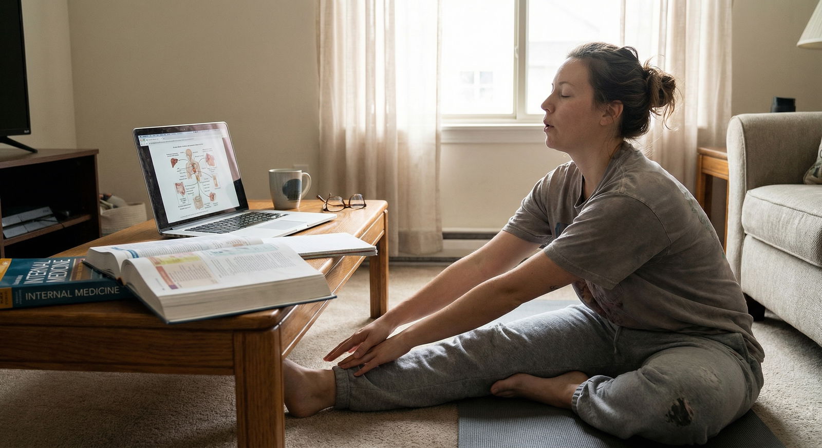 Resident physician practicing self-care during board exam preparation Resident physician practicing self-care during board exam preparation - Board Exam Preparation for Essential Study Resources