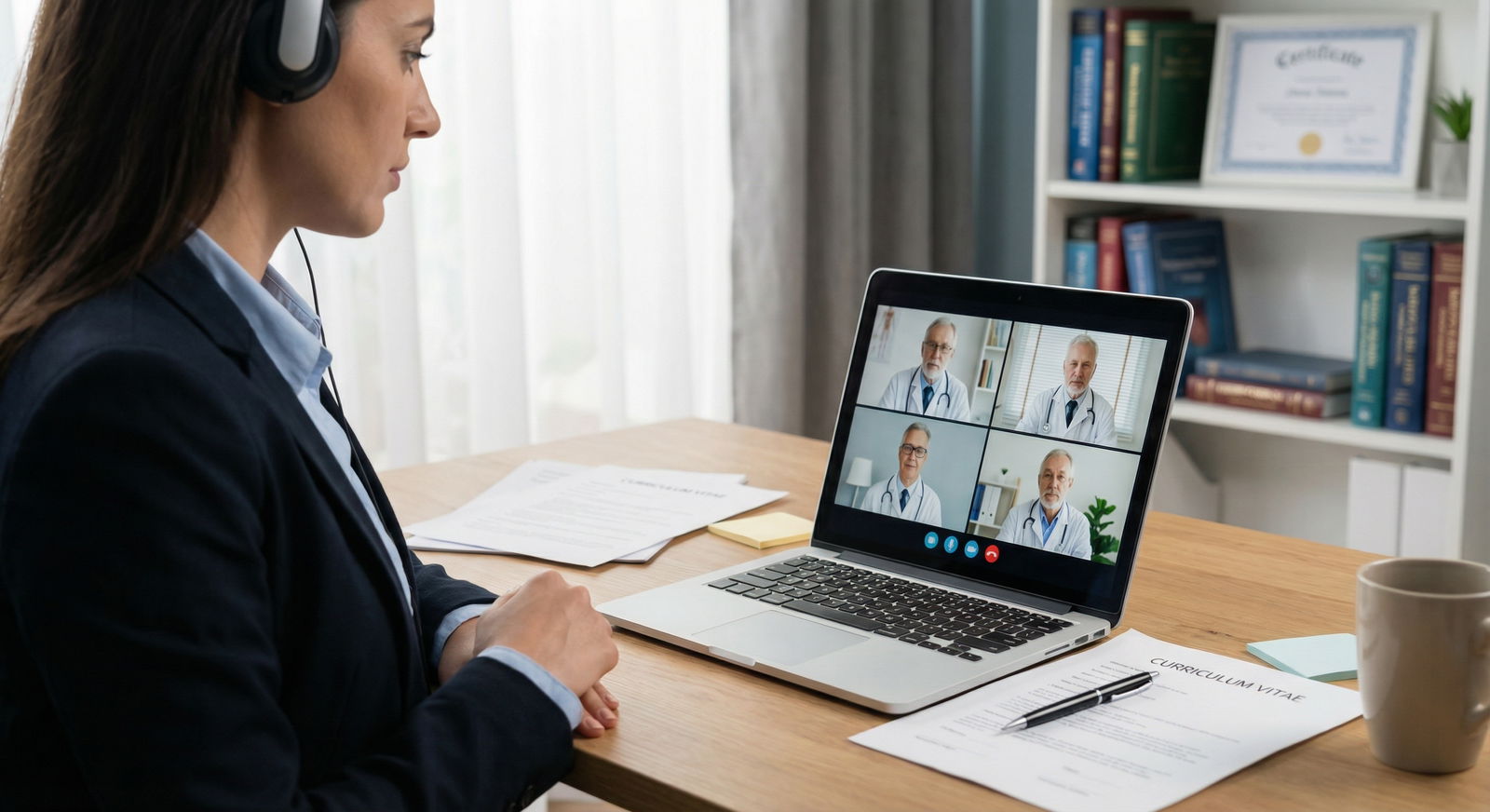 Resident interviewing virtually for a medical fellowship position - Fellowship Match for Mastering the Fellowship Match: Esse