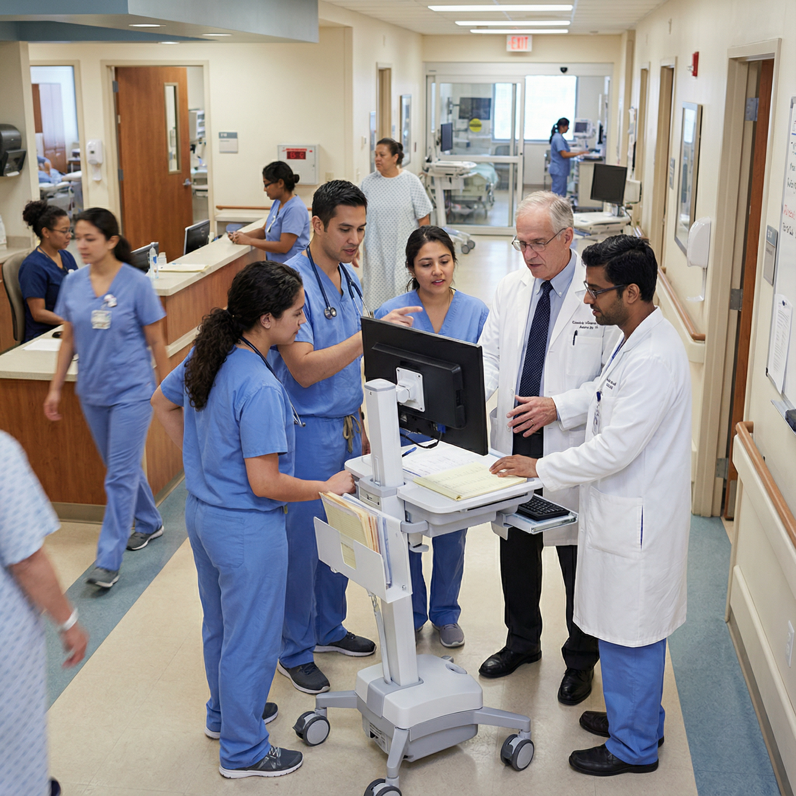 Medical residents discussing patient cases during busy ward rounds - Intern Life for Mastering Intern Life: Navigating Busy D