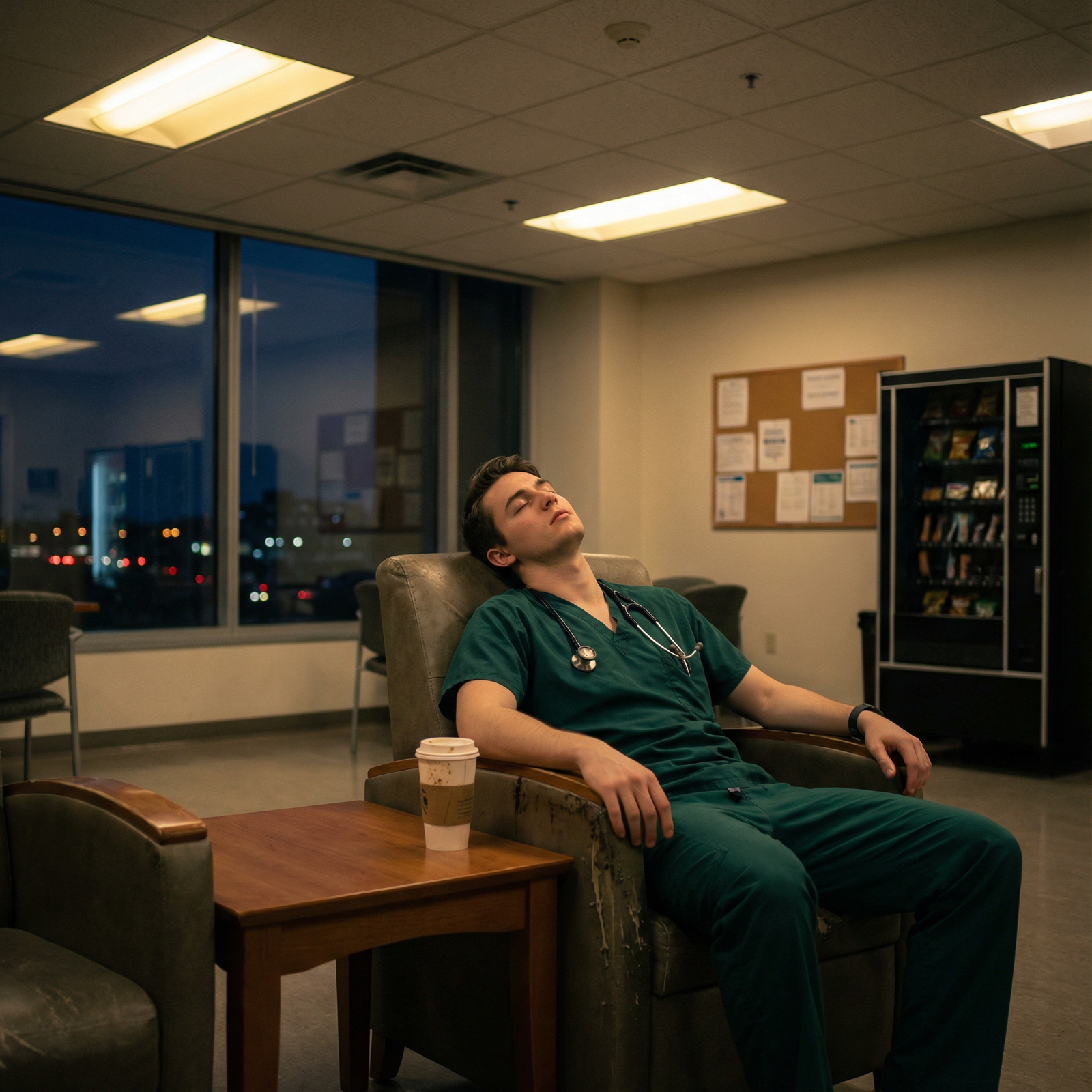 Exhausted intern taking a brief break during night shift - Medical Internship for Mastering Your Medical Internship: Strategi