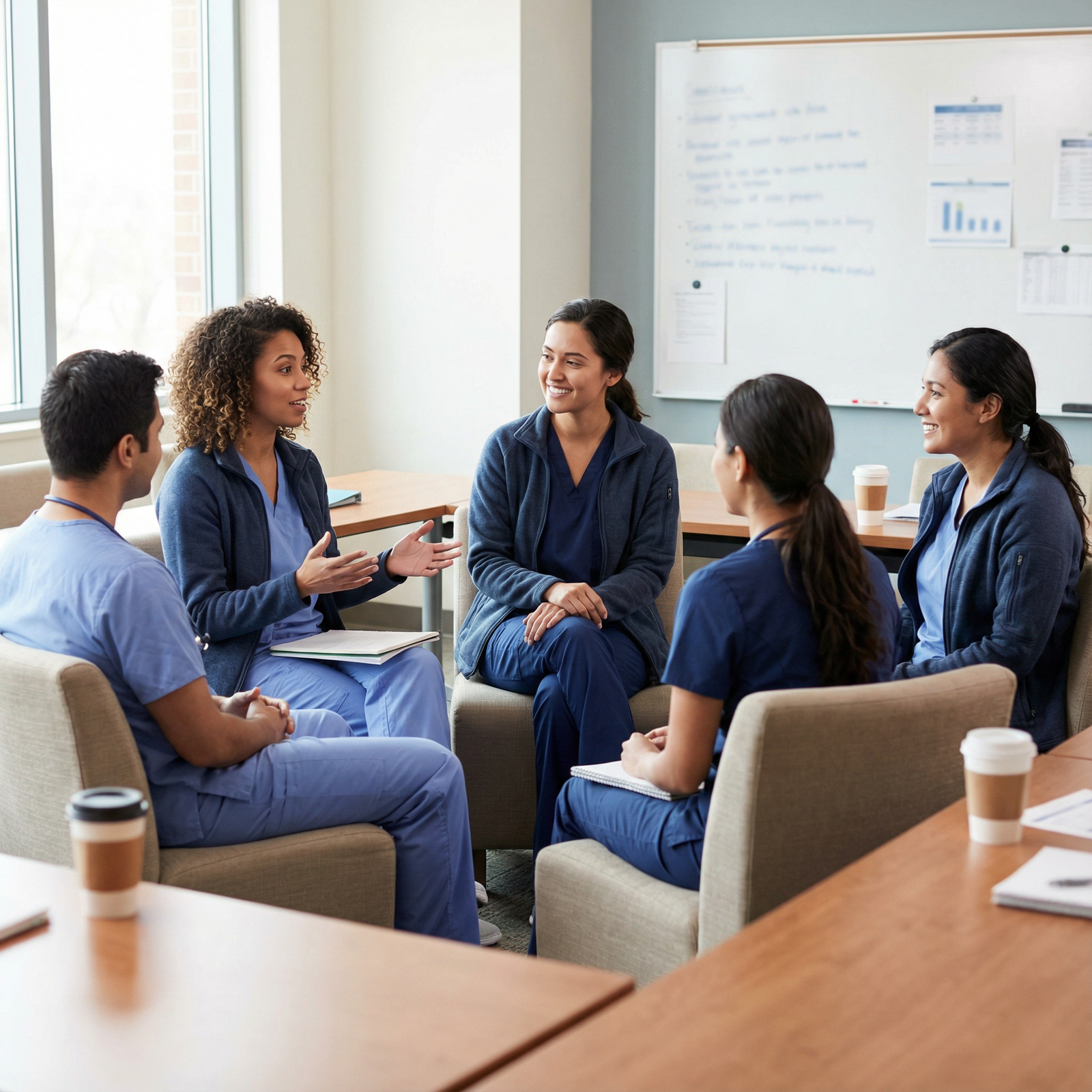 Residents supporting each other during a wellness debrief - Medical Internship for Mastering Your Medical Internship: Strateg