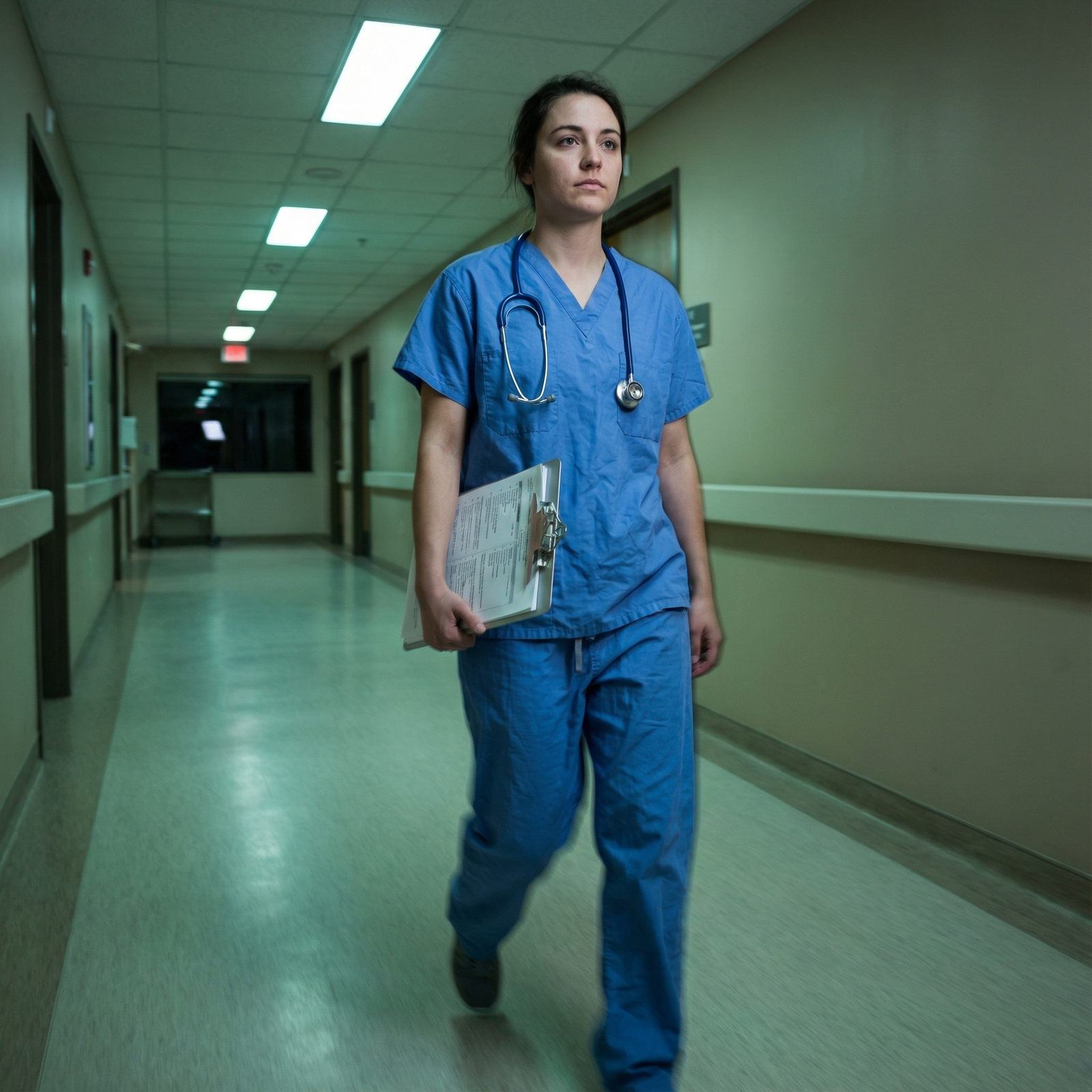 Medical intern walking through hospital corridor during night shift Medical intern walking through hospital corridor during night shift - Medical Internship for Master Your Medical Internship:
