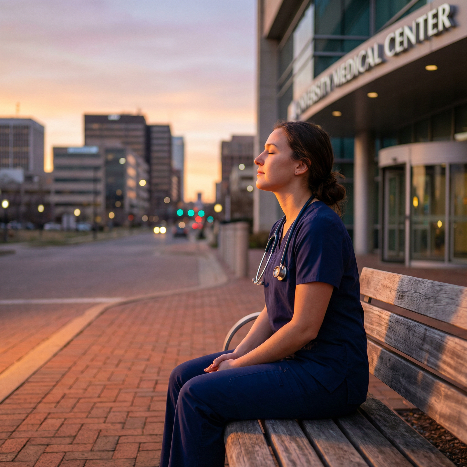Medical intern taking a mindful break outside hospital Medical intern taking a mindful break outside hospital - Medical Internship for Master Your Medical Internship: Essential Tip