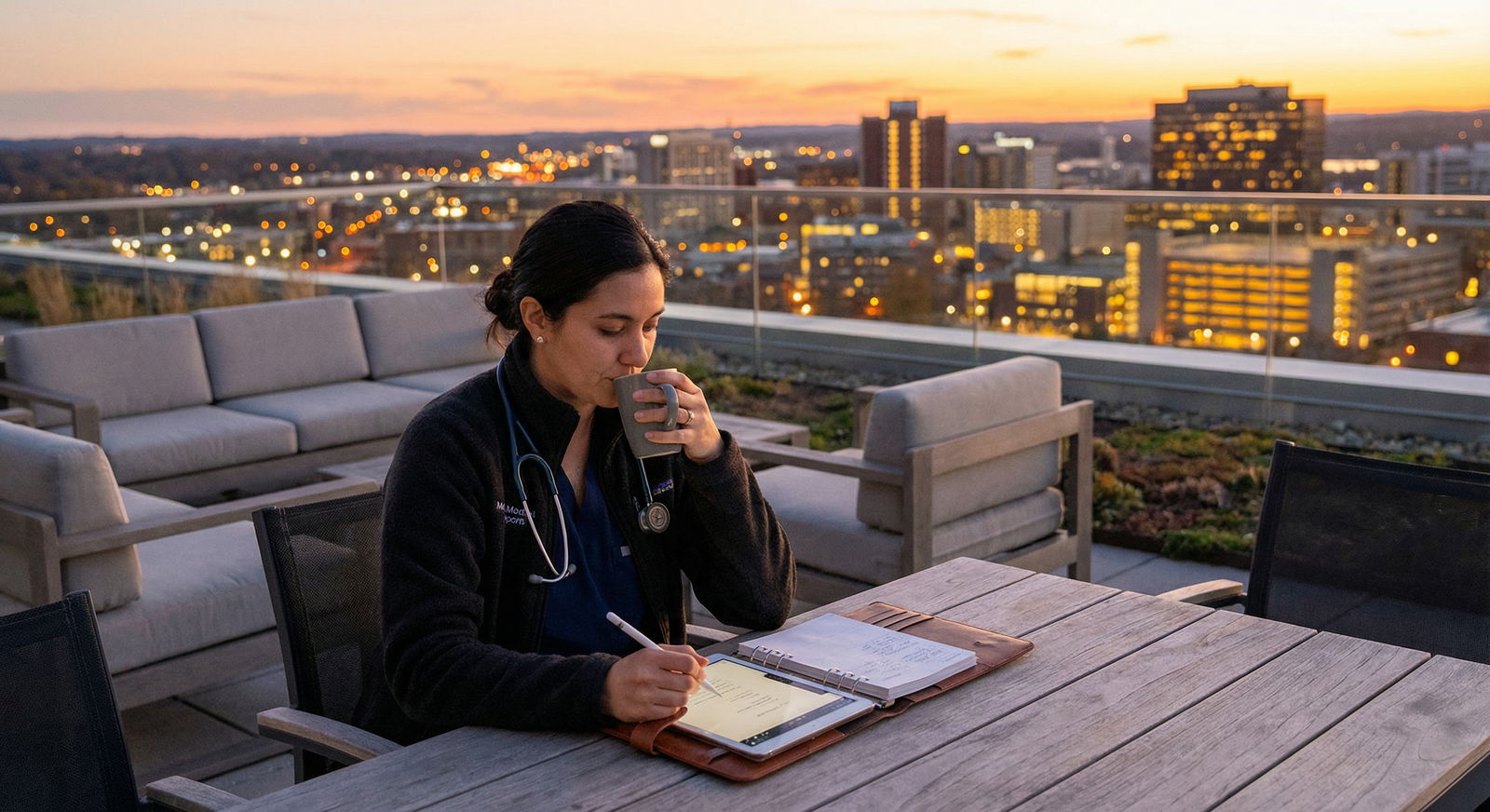 Chief resident reflecting and planning on hospital rooftop - Chief Resident for Deciding on Chief Resident: Critical Factors