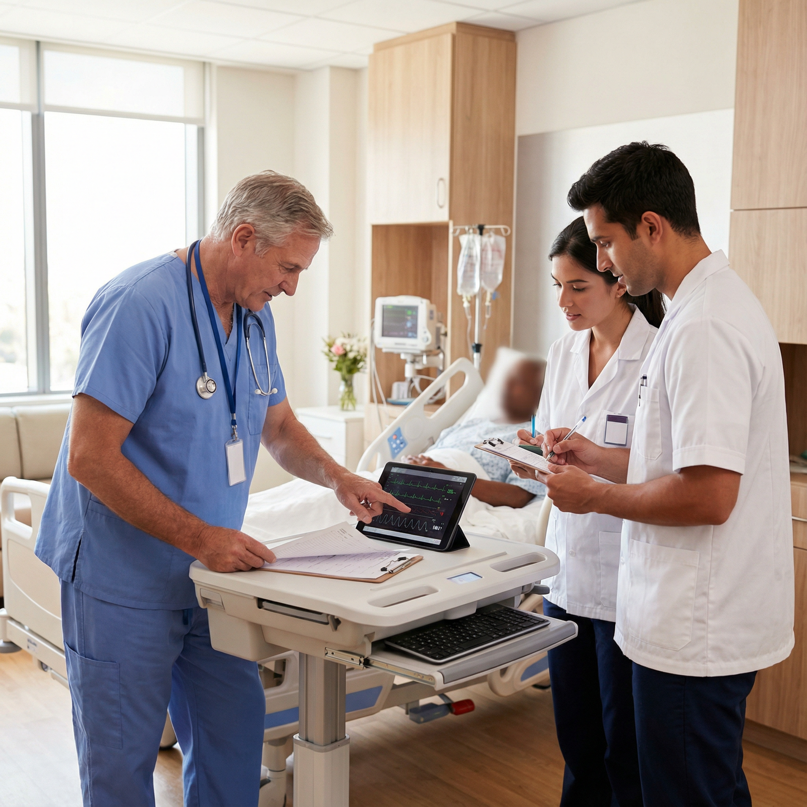 Resident mentoring medical students on the hospital wards - Medical Leadership for Mastering Medical Leadership: Key Traits E