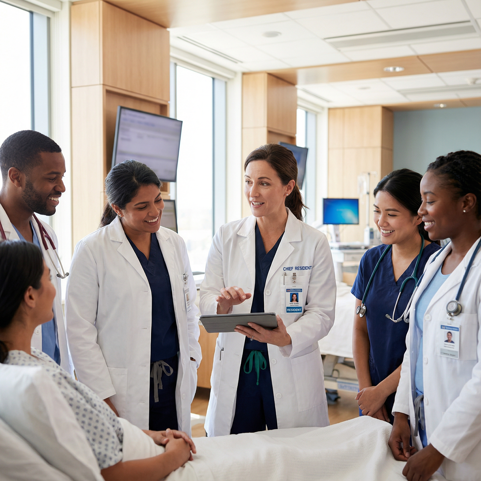 Chief resident leading medical team on hospital ward - Medical Leadership for The Essential Role of Chief Residents in Medica