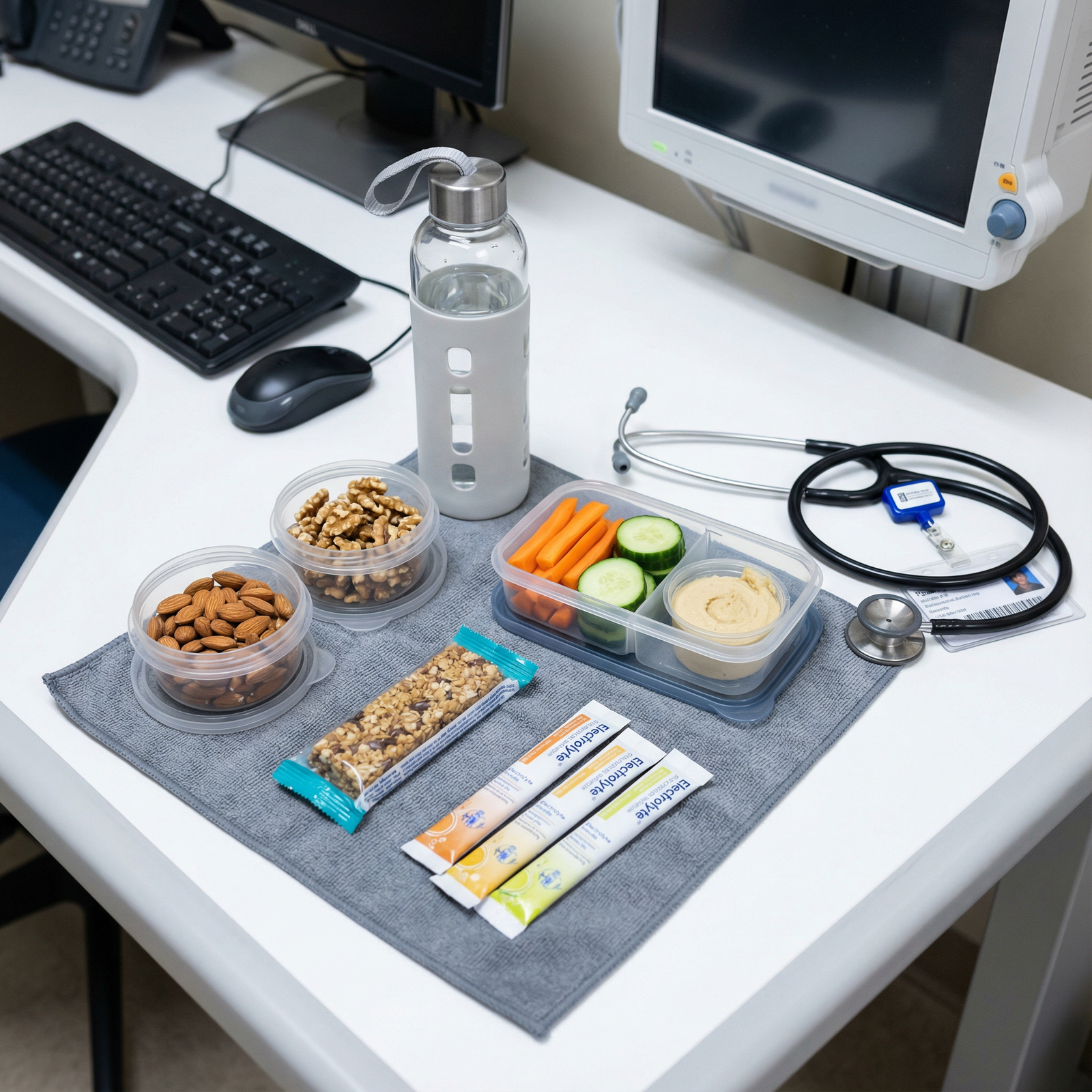 Healthy snacks and hydration tools for night shift Healthy snacks and hydration tools for night shift - Night Shift for Essential Night Shift Survival Kit for Healthcare Profes