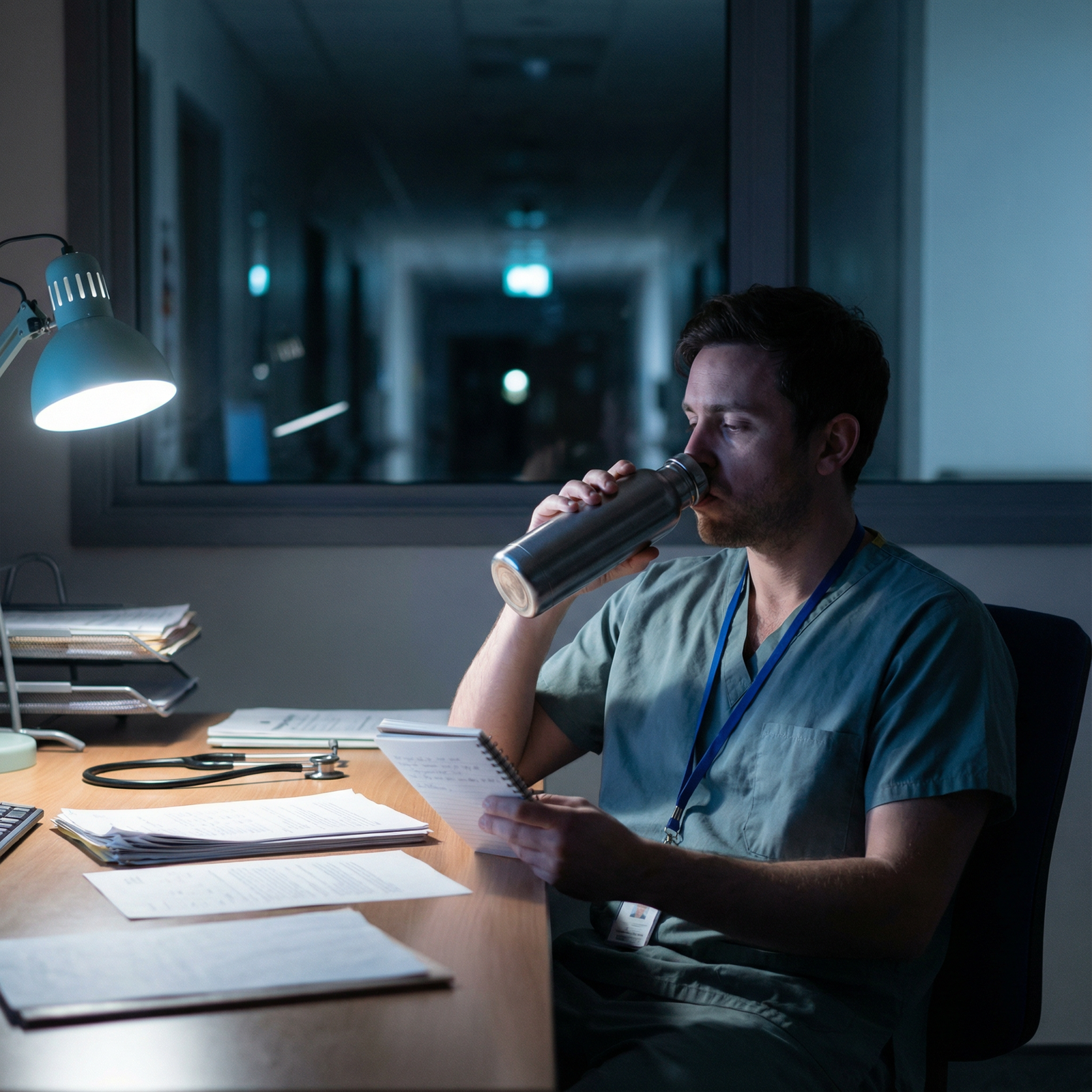 Resident taking a brief restorative break on night shift Resident taking a brief restorative break on night shift - Night Shift for Essential Night Shift Survival Kit for Healthcare
