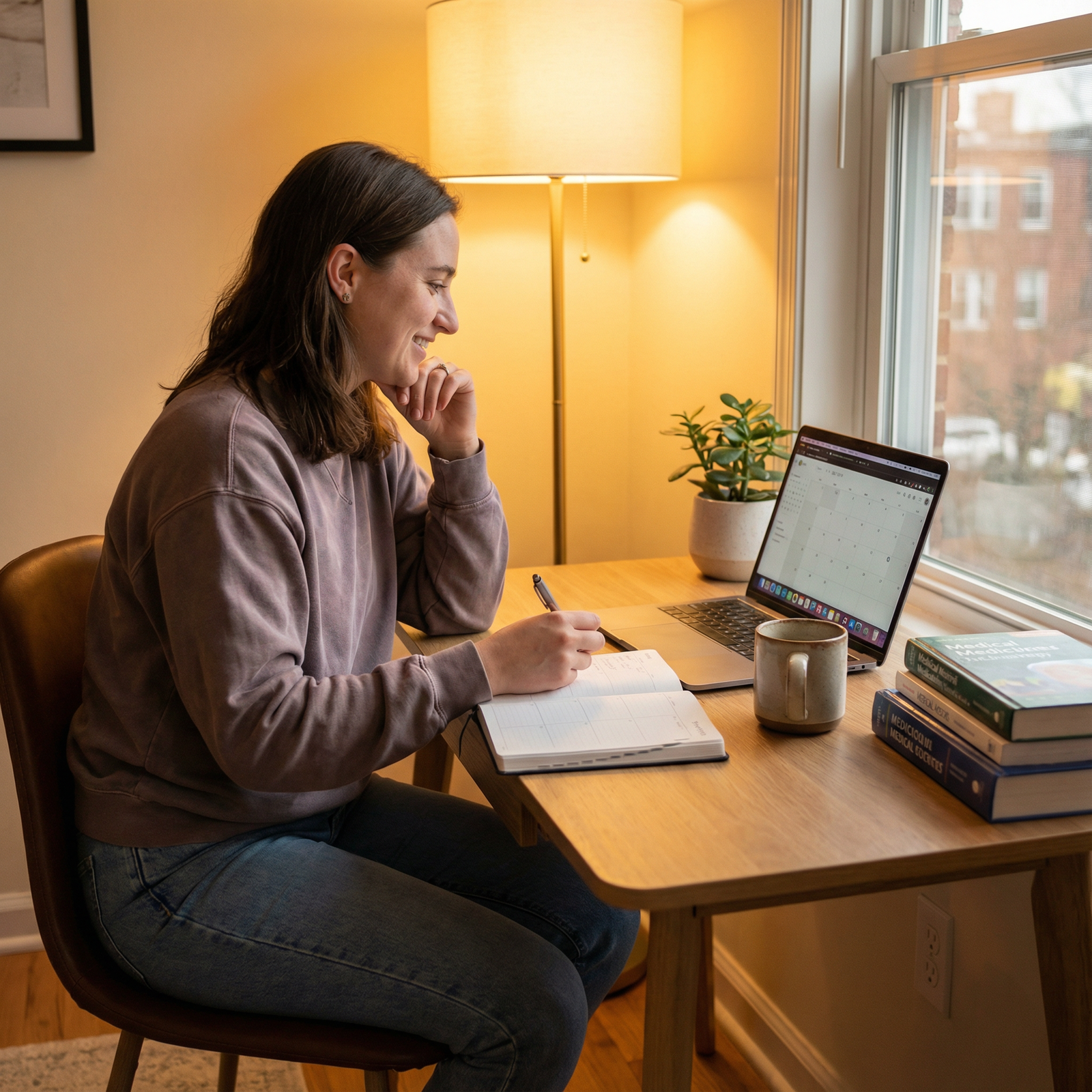 Resident reflecting and planning healthy work-life balance - Burnout Prevention for Essential Self-Care Strategies for Burnou