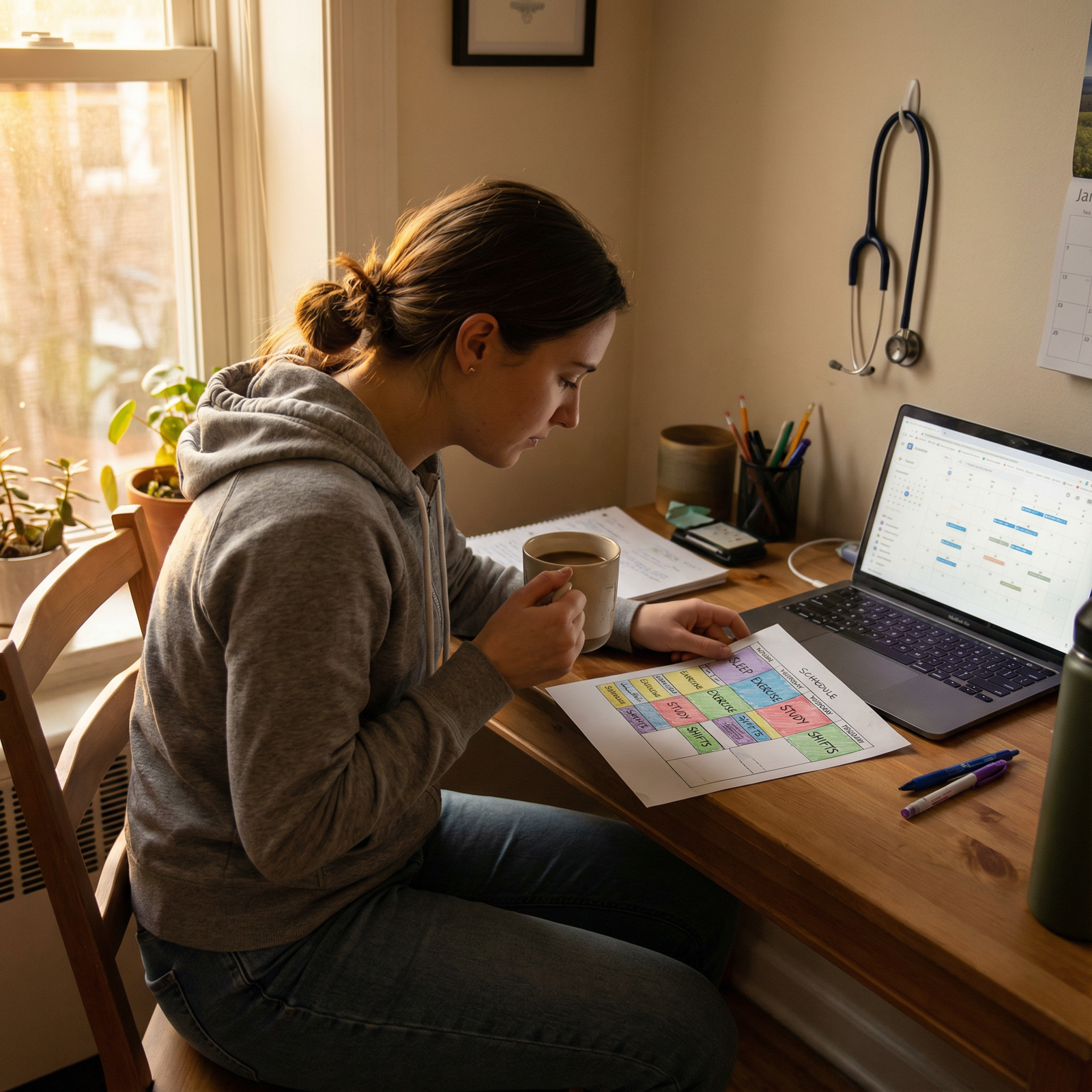 Medical resident planning a wellness-focused daily schedule - Burnout Prevention for Effective Strategies for Burnout Prevent