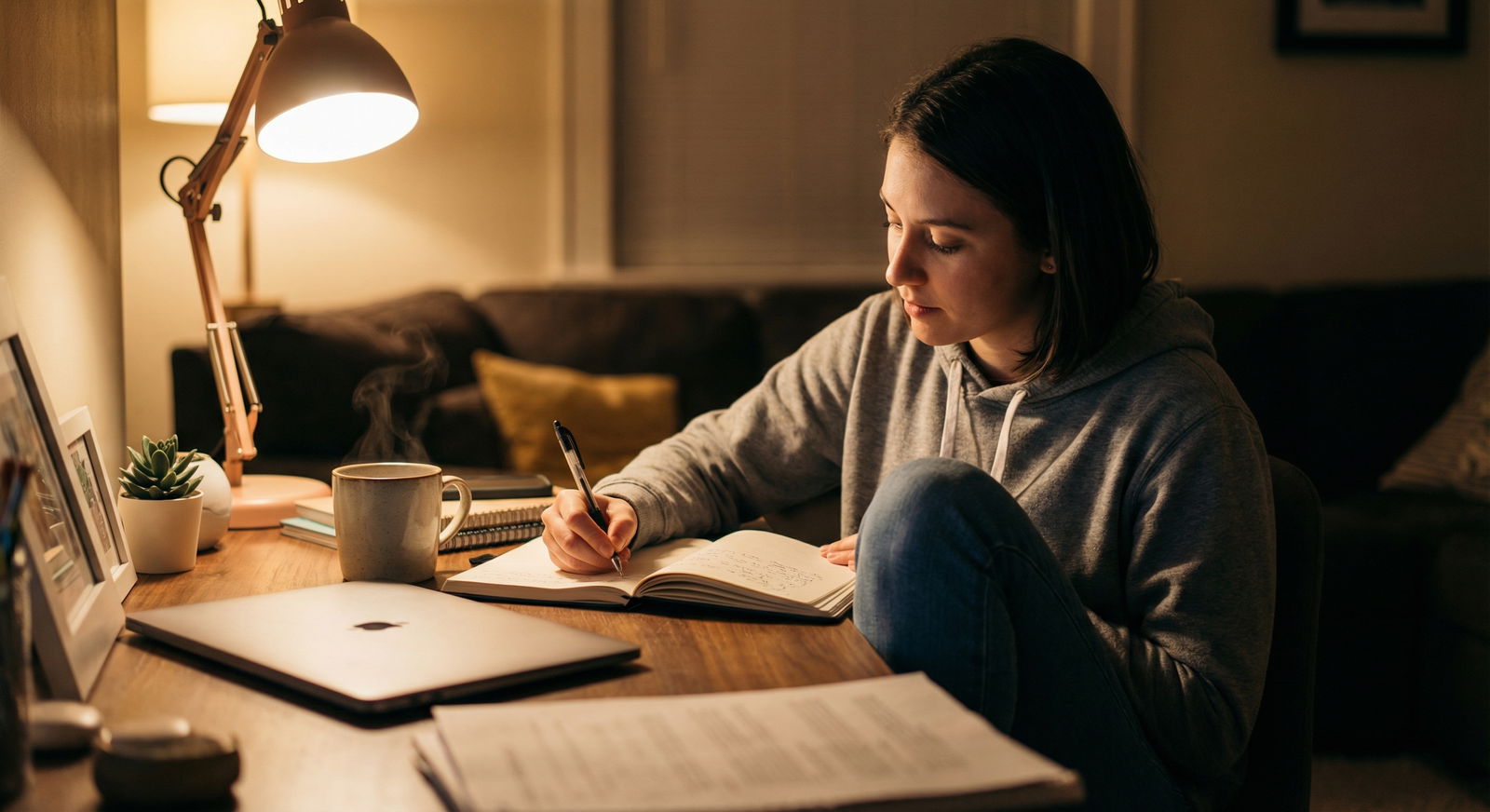 Medical resident journaling and reflecting at home after shift Medical resident journaling and reflecting at home after shift - Stress Management for Essential Stress Management Strategies