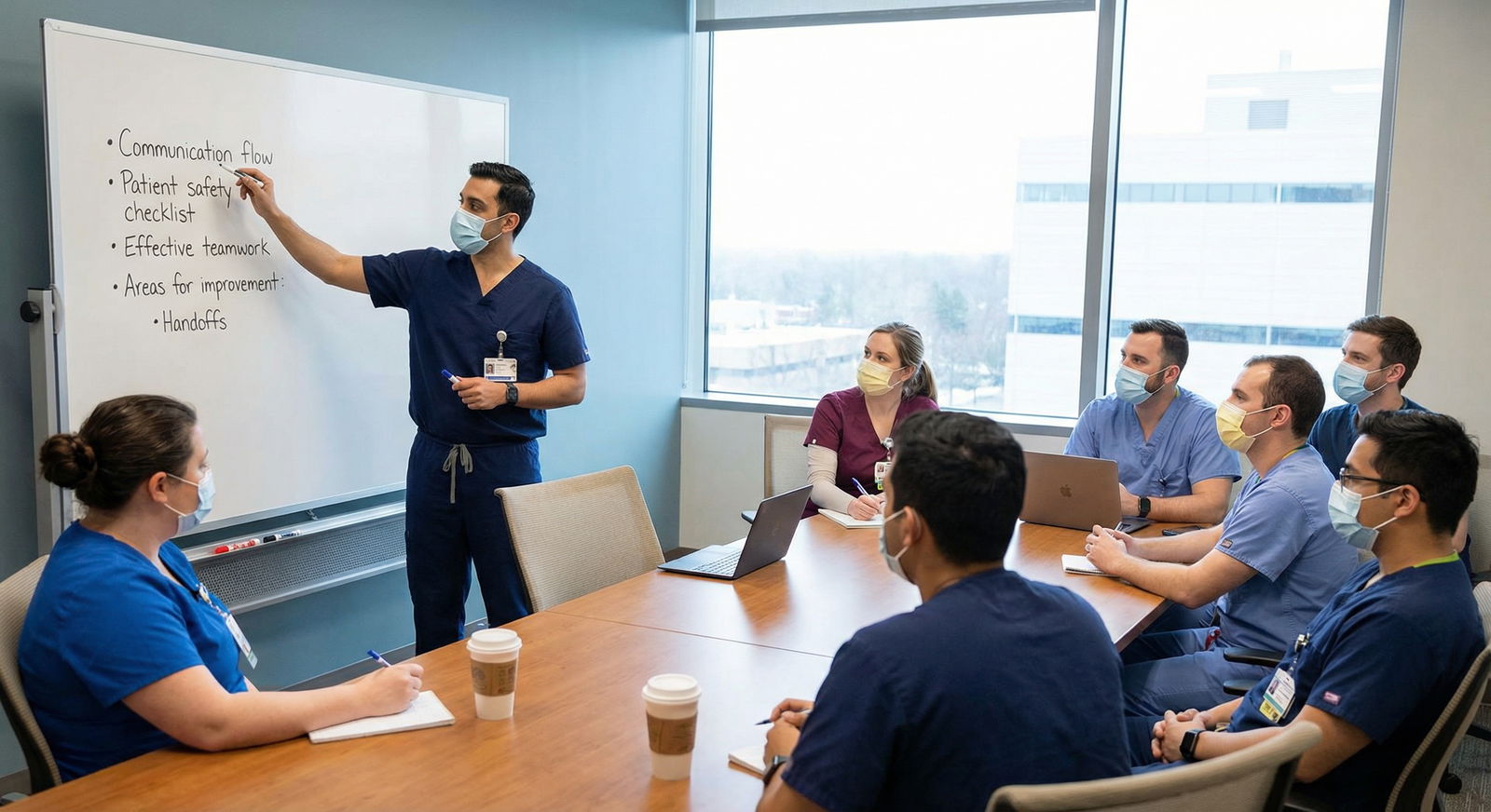 Resident debriefing with team after an emergency event - Crisis Communication for Mastering Crisis Communication in Healthcar