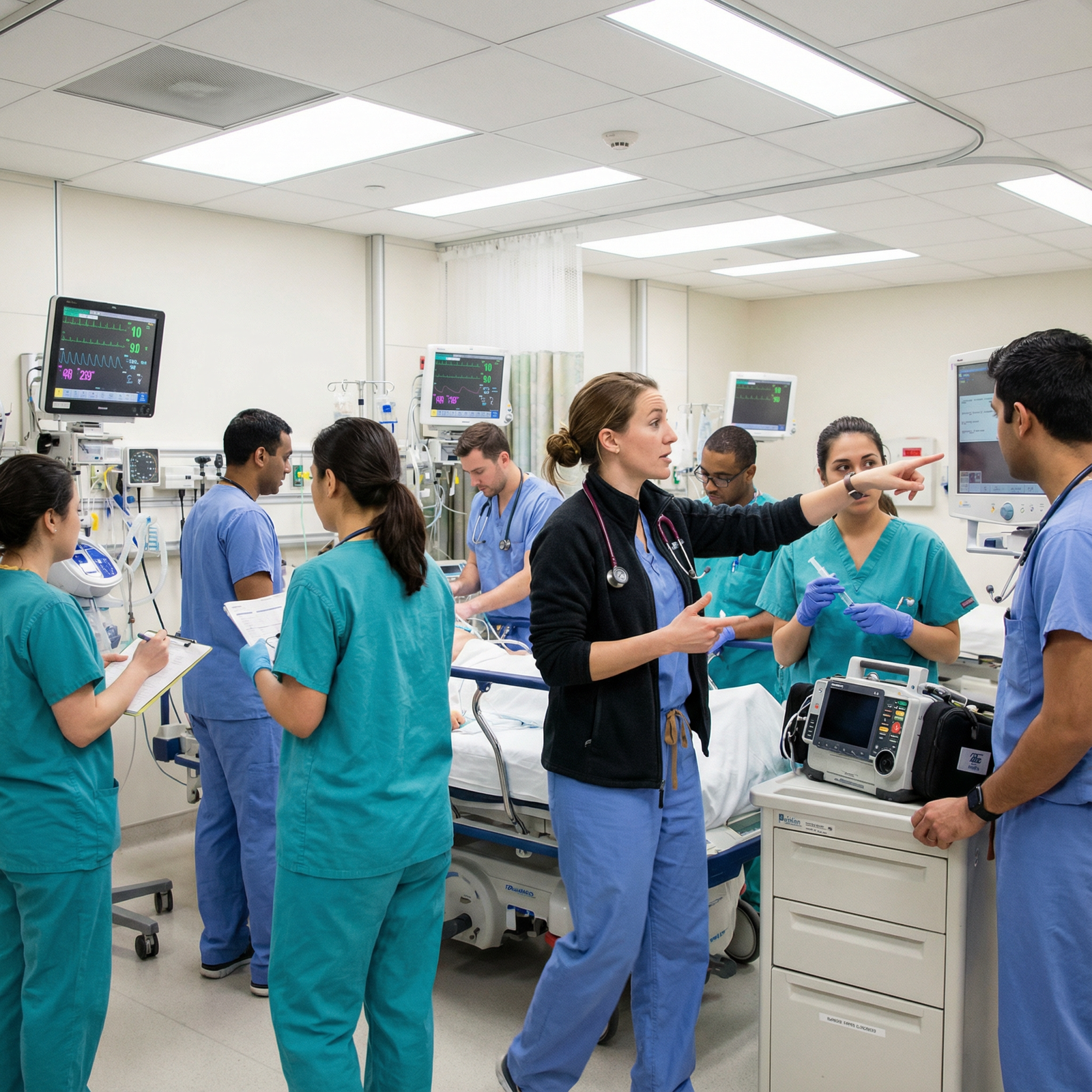Resident physician leading a medical team during an emergency response - Medical Training for Mastering Crisis Management: A